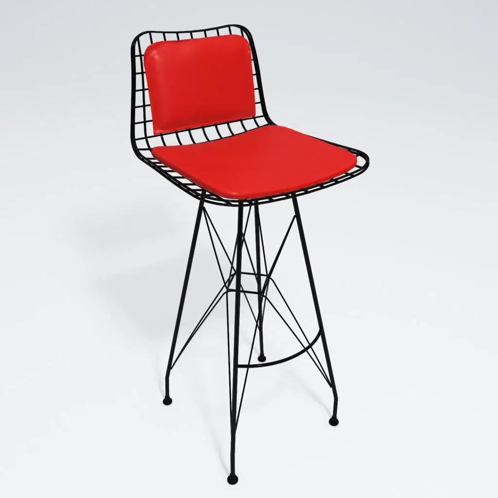 Knsz kafes tel bar sandalyesi 1 li zengin syhkrm sırt minderli 75 cm oturma yüksekliği ofis cafe bahçe mutfak