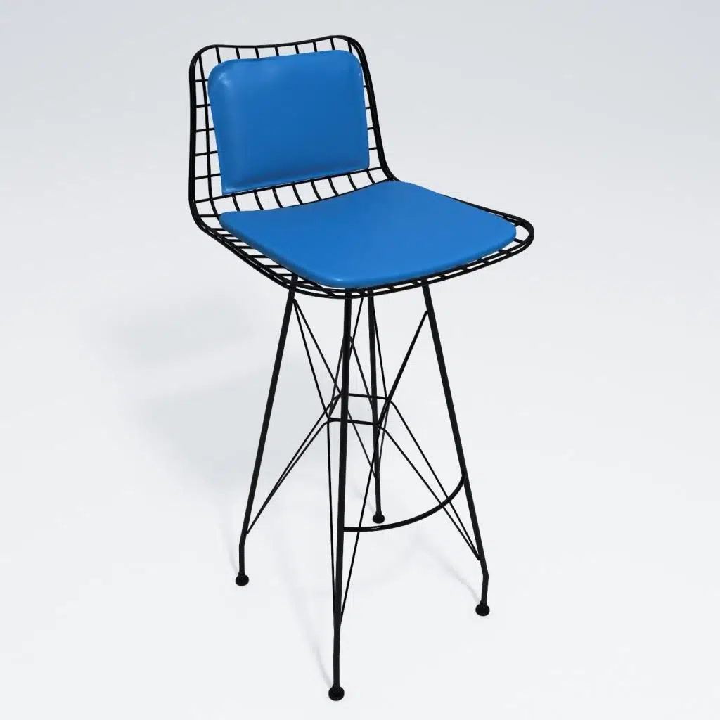 Knsz kafes tel bar sandalyesi 1 li zengin syhmvi sırt minderli 75 cm oturma yüksekliği ofis cafe bahçe mutfak