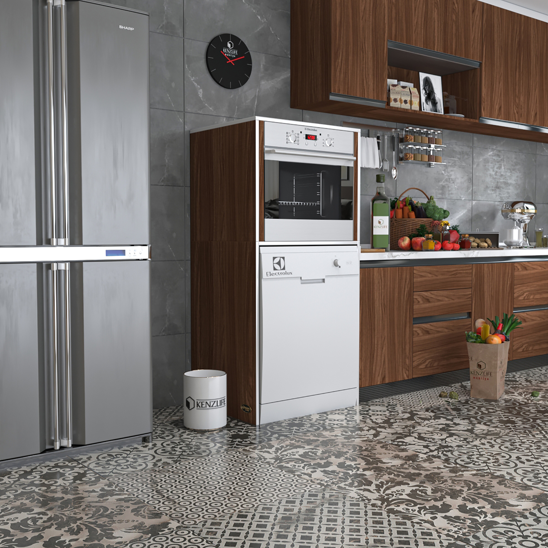 Kenzlife ankastre fırın&bulaşık makinesi dolabı botan cvz 150*70*60 çamaşır makinesi 