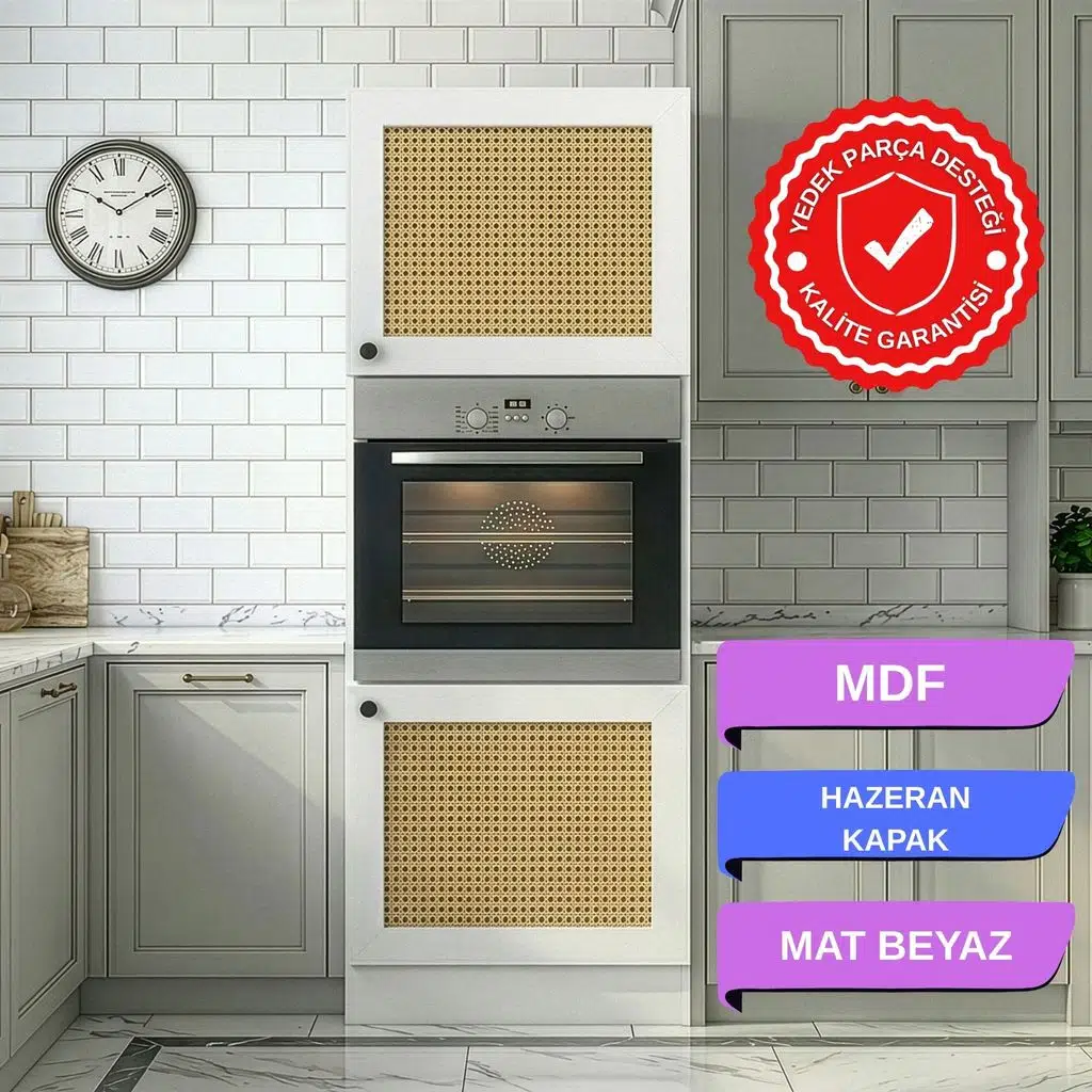 Kenzlife ankastre fırın dolabı bige mat beyaz 180*60*56 hazeran kare kapak MDF gövde