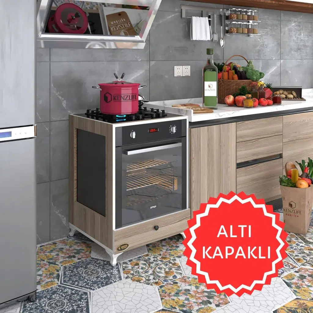 Kenzlife ankastre modülü kabini altın3 crd fırın ocak dolabı kapaklı ayaklı 