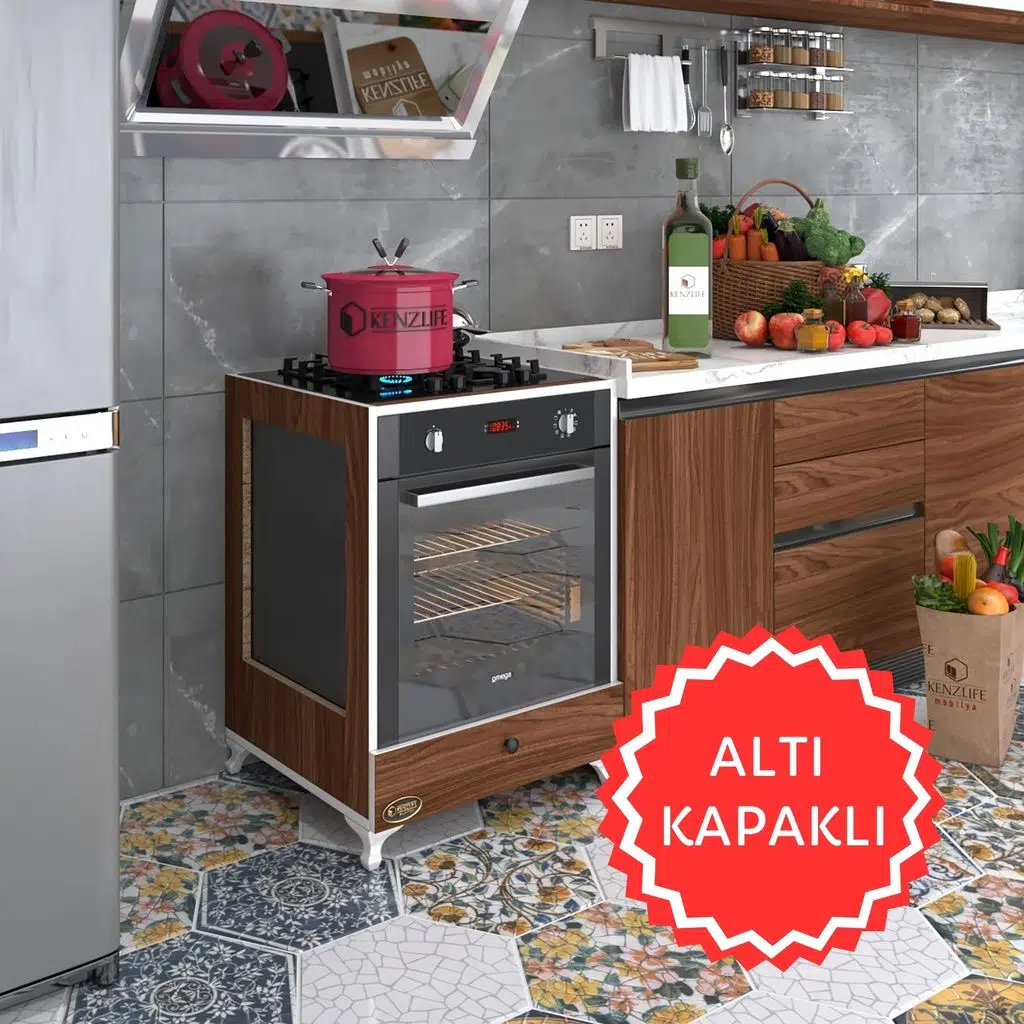Kenzlife ankastre modülü kabini altın3 cvz fırın ocak dolabı kapaklı ayaklı 