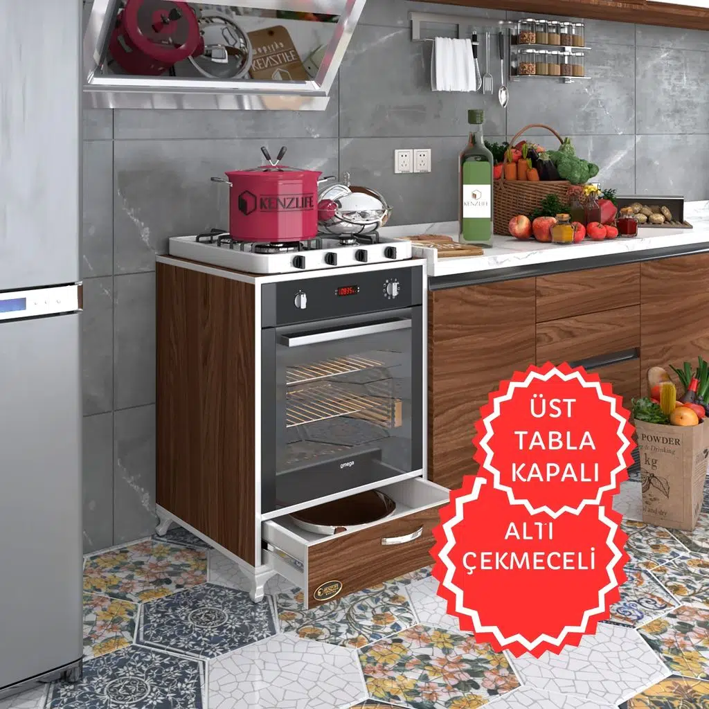 Kenzlife ankastre modülü kabini azot cvz fırın ocak dolabı çekmeceli ayaklı sabit tabla 