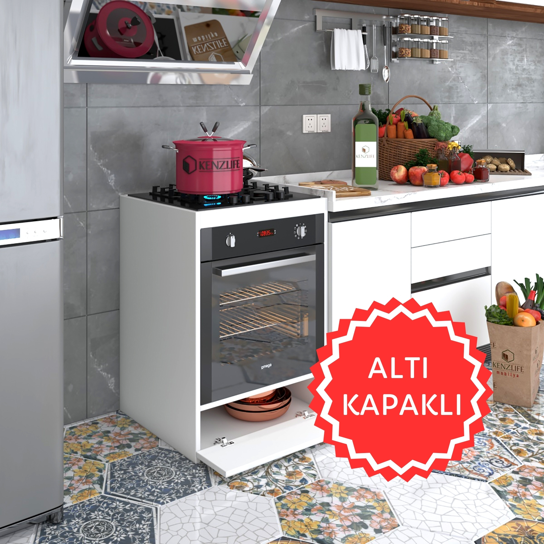 Kenzlife ankastre modülü kabini berilyum byz fırın ocak dolabı kapaklı 