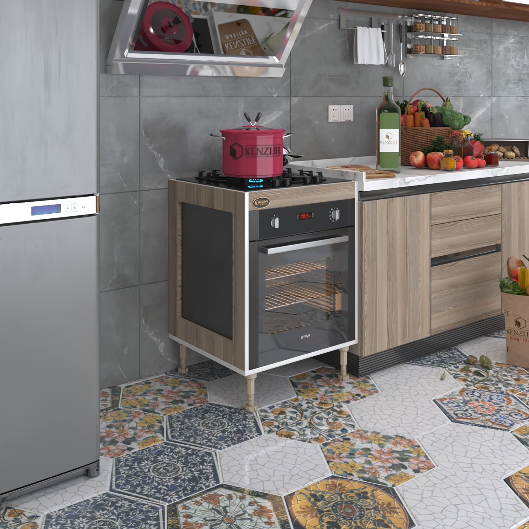 Kenzlife ankastre modülü kabini emir timur3 crd 89-81*60*56 fırın ocak dolabı ayarlı ayaklı 