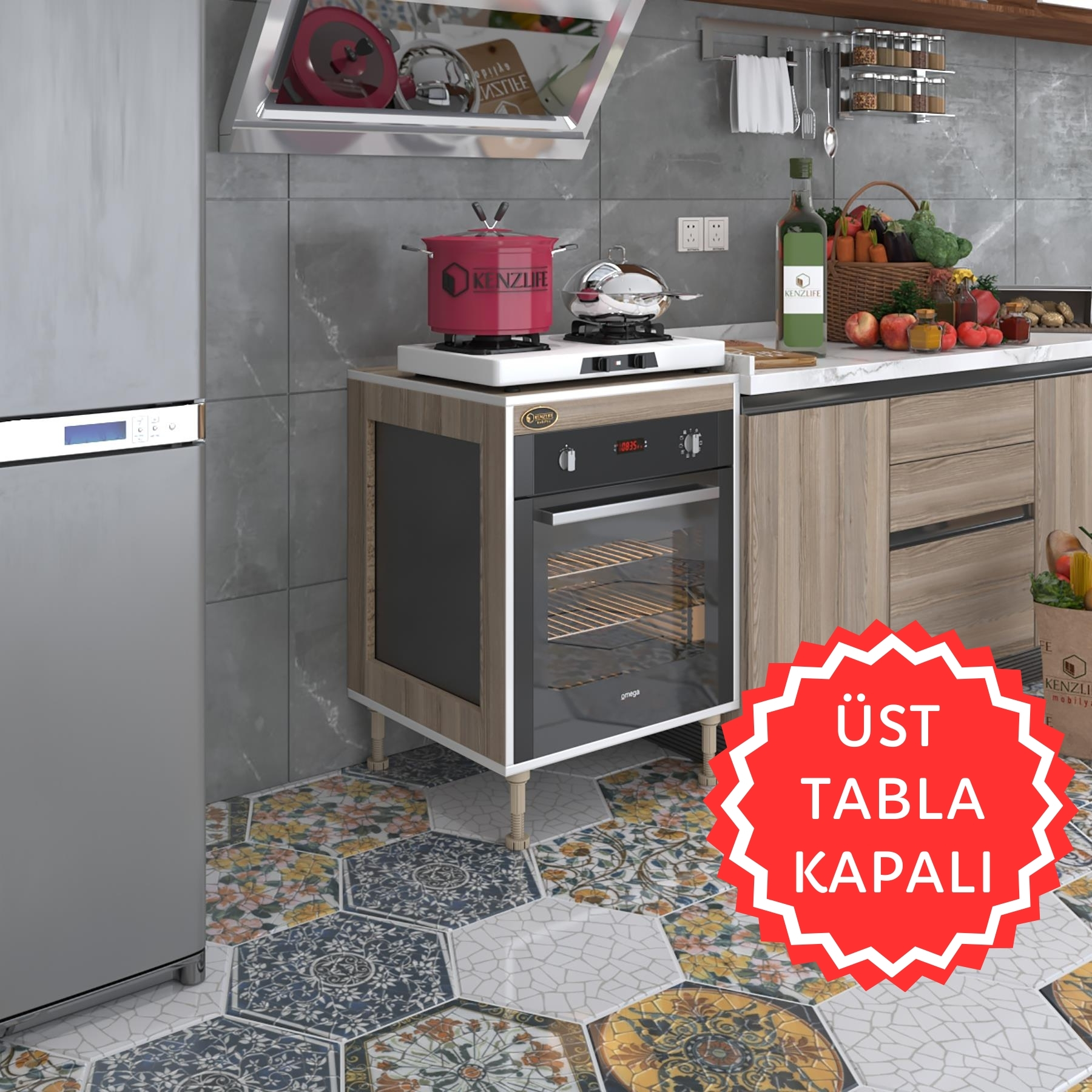 Kenzlife ankastre modülü kabini esena mono3 crd 89-81*60*56 fırın ocak dolabı ayarlı ayaklı üstü kapalı 