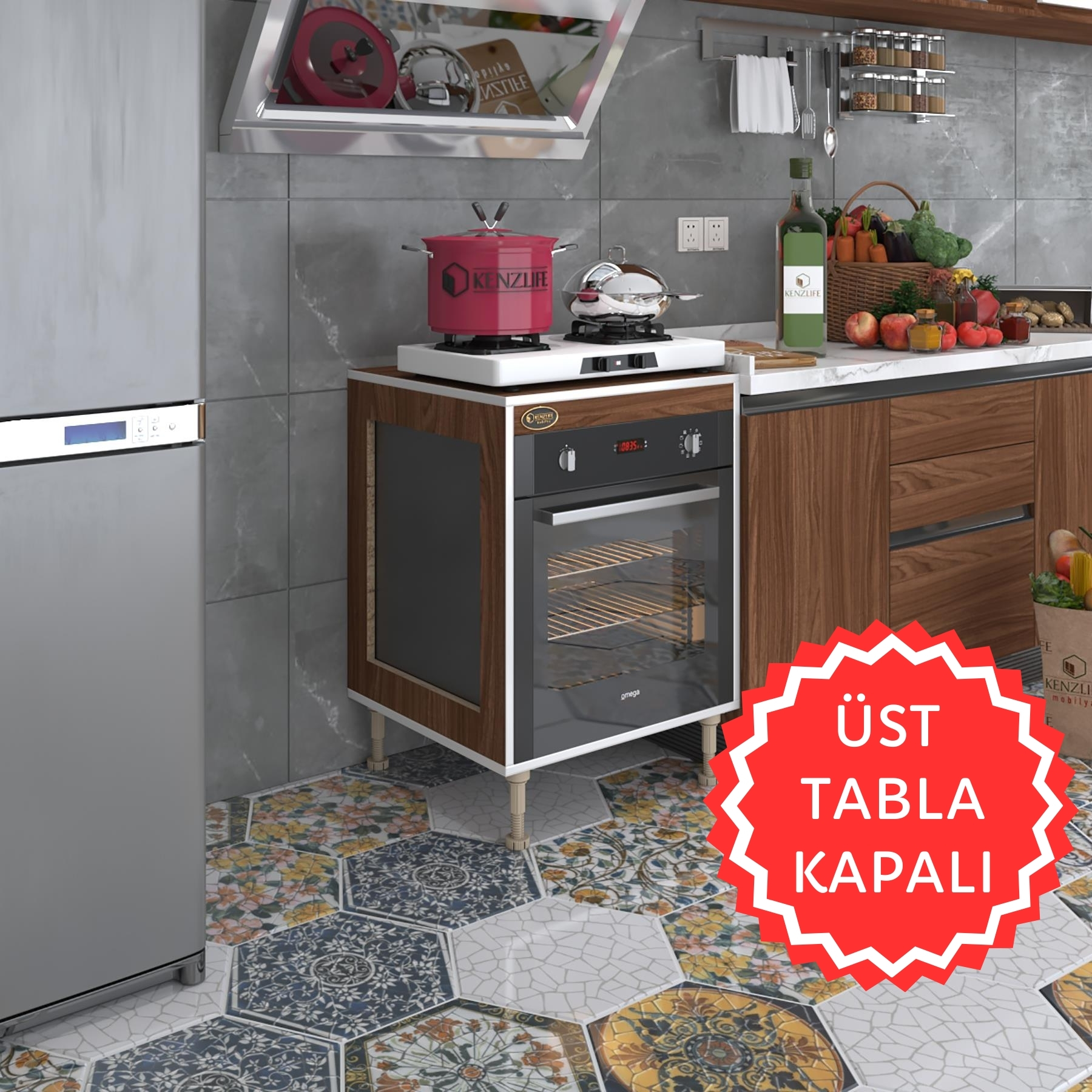 Kenzlife ankastre modülü kabini esena mono3 cvz 89-81*60*56 fırın ocak dolabı ayarlı ayaklı üstü kapalı 