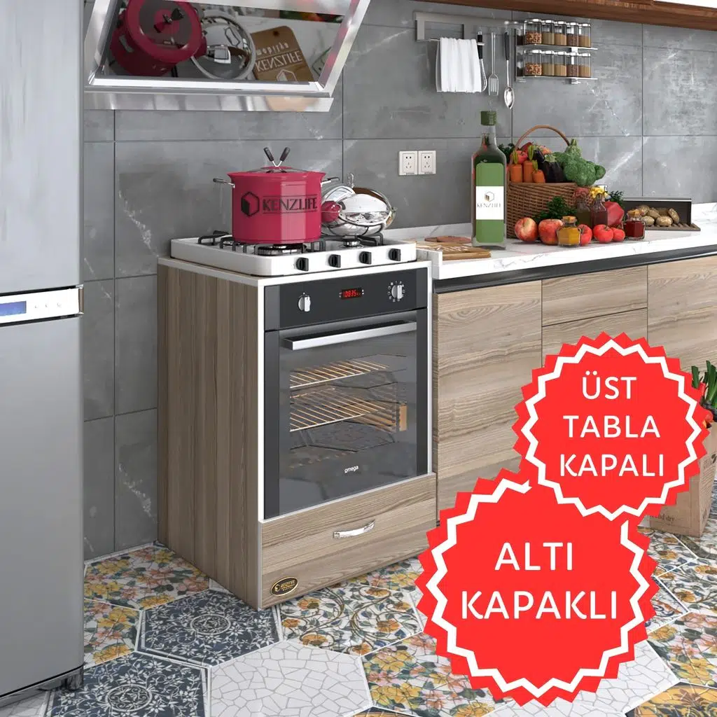 Kenzlife ankastre modülü kabini flor crd kapaklı fırın ocak dolabı sabit tabla 