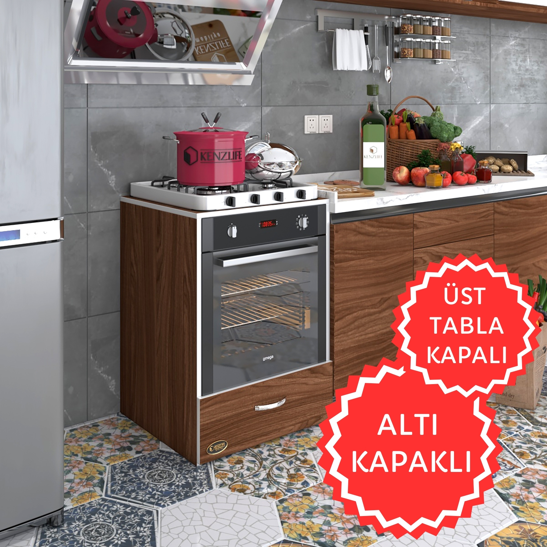 Kenzlife ankastre modülü kabini flor cvz kapaklı fırın ocak dolabı sabit tabla 