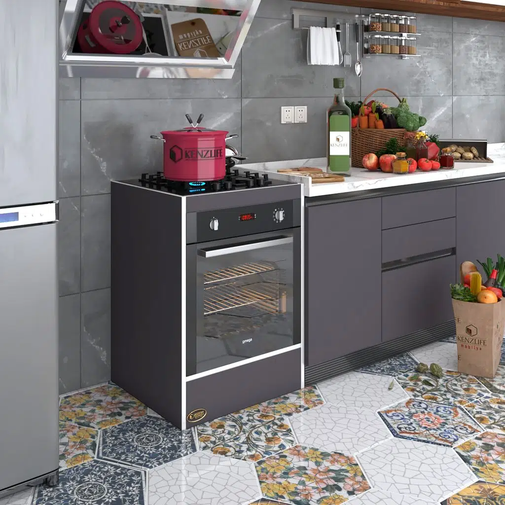 Kenzlife ankastre modülü kabini helyum gri fırın ocak dolabı