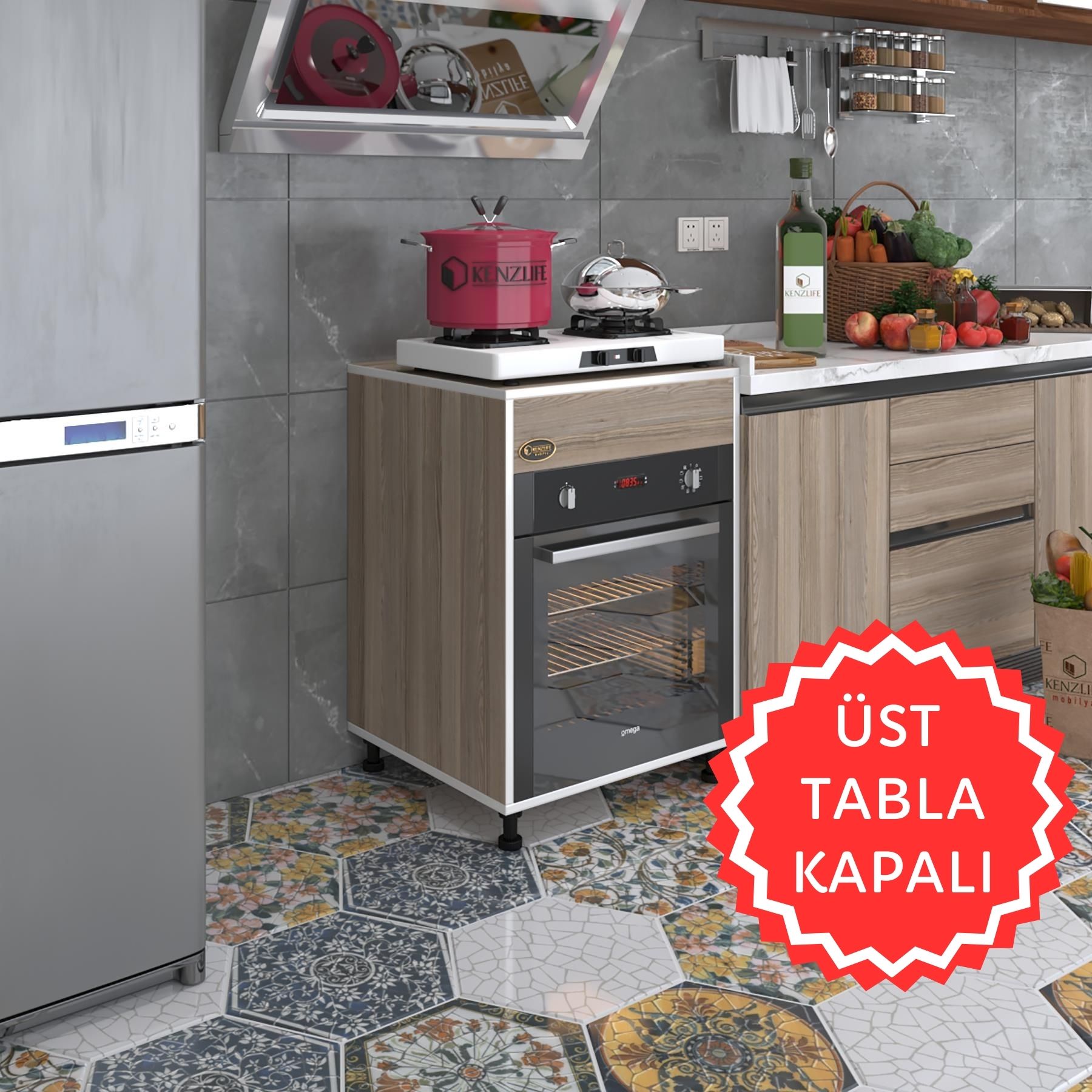 Kenzlife ankastre modülü kabini kalimera crd 85*60*56 fırın ocak dolabı ayarlı ayaklı üstü kapalı 