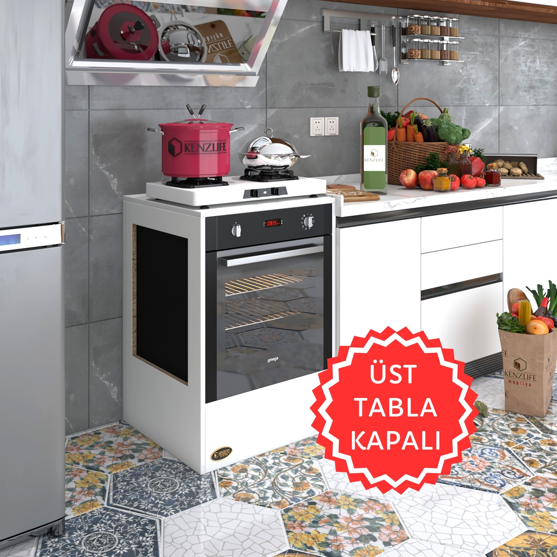 Kenzlife ankastre modülü kabini kalsiyum3 byz fırın ocak dolabı sabit tabla 