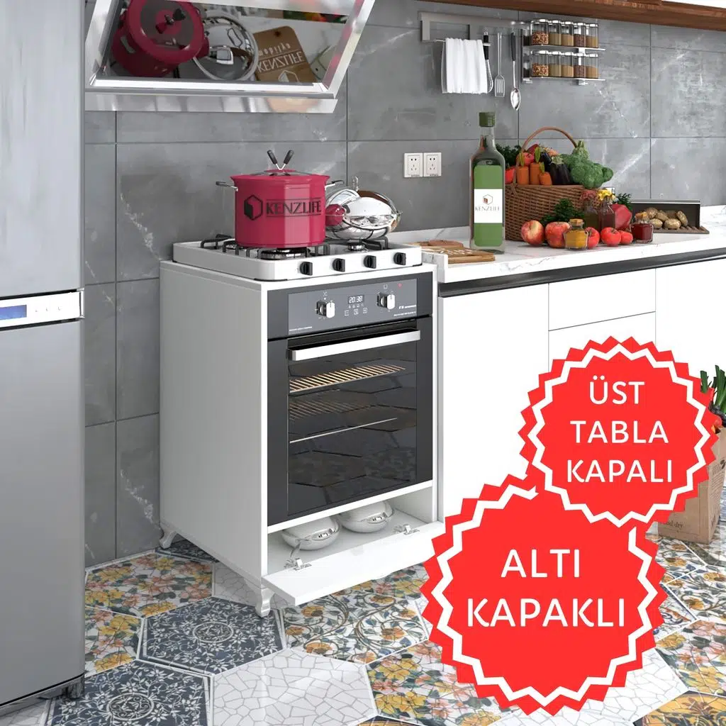 Kenzlife ankastre modülü kabini krom byz fırın ocak dolabı kapaklı ayaklı sabit tabla 