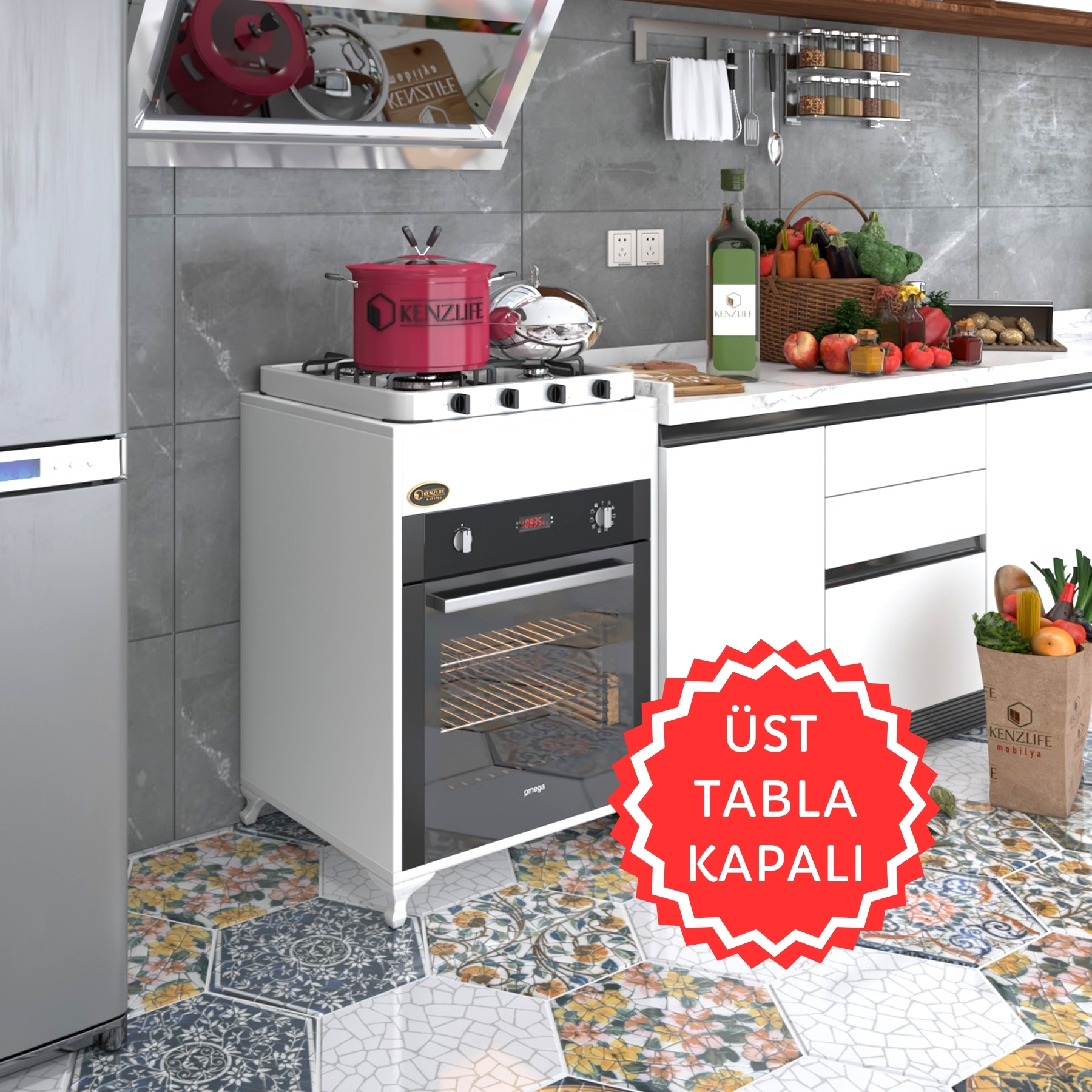 Kenzlife ankastre modülü kabini lantanyum byz fırın ocak dolabı sabit tabla ayaklı 