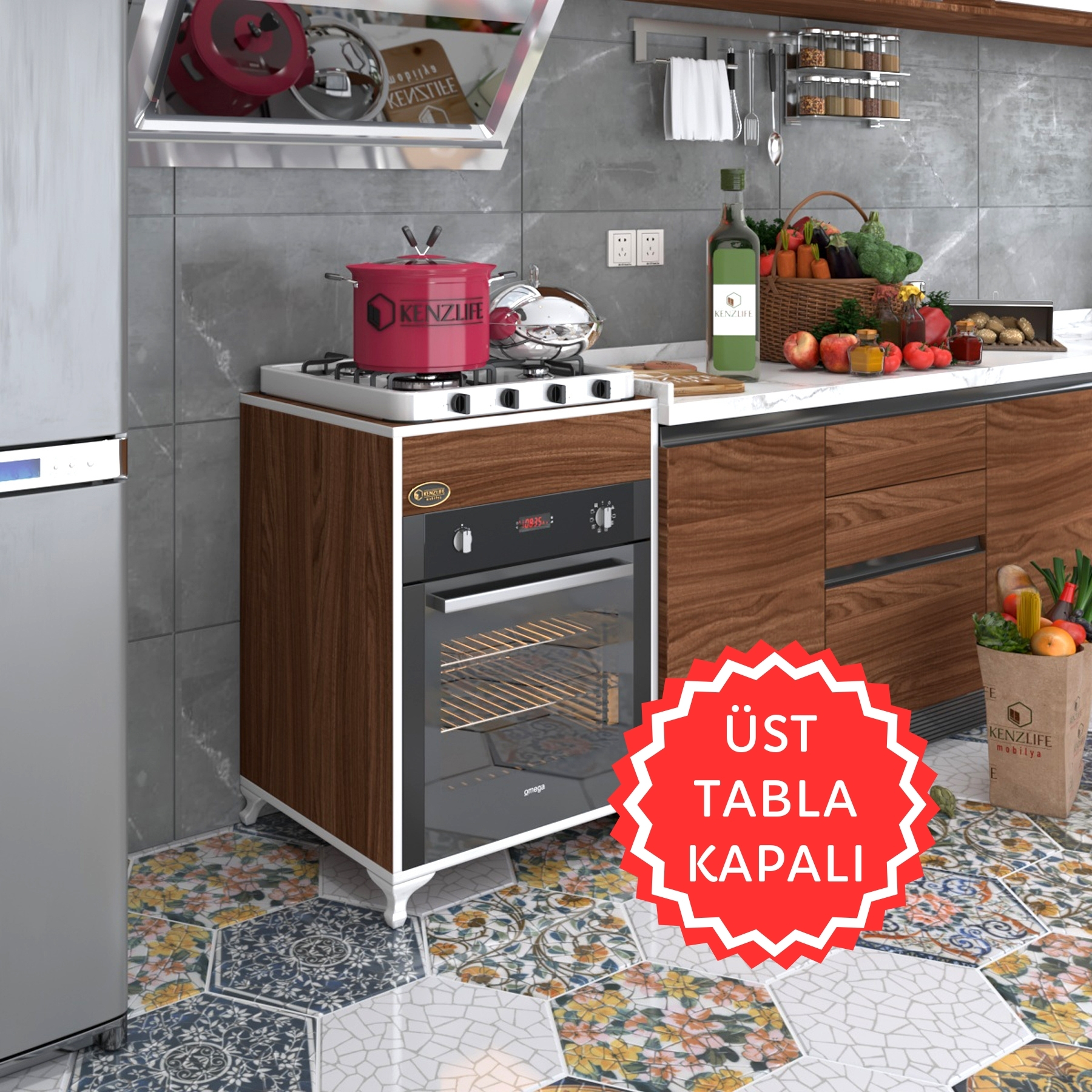 Kenzlife ankastre modülü kabini lantanyum cvz fırın ocak dolabı sabit tabla ayaklı 