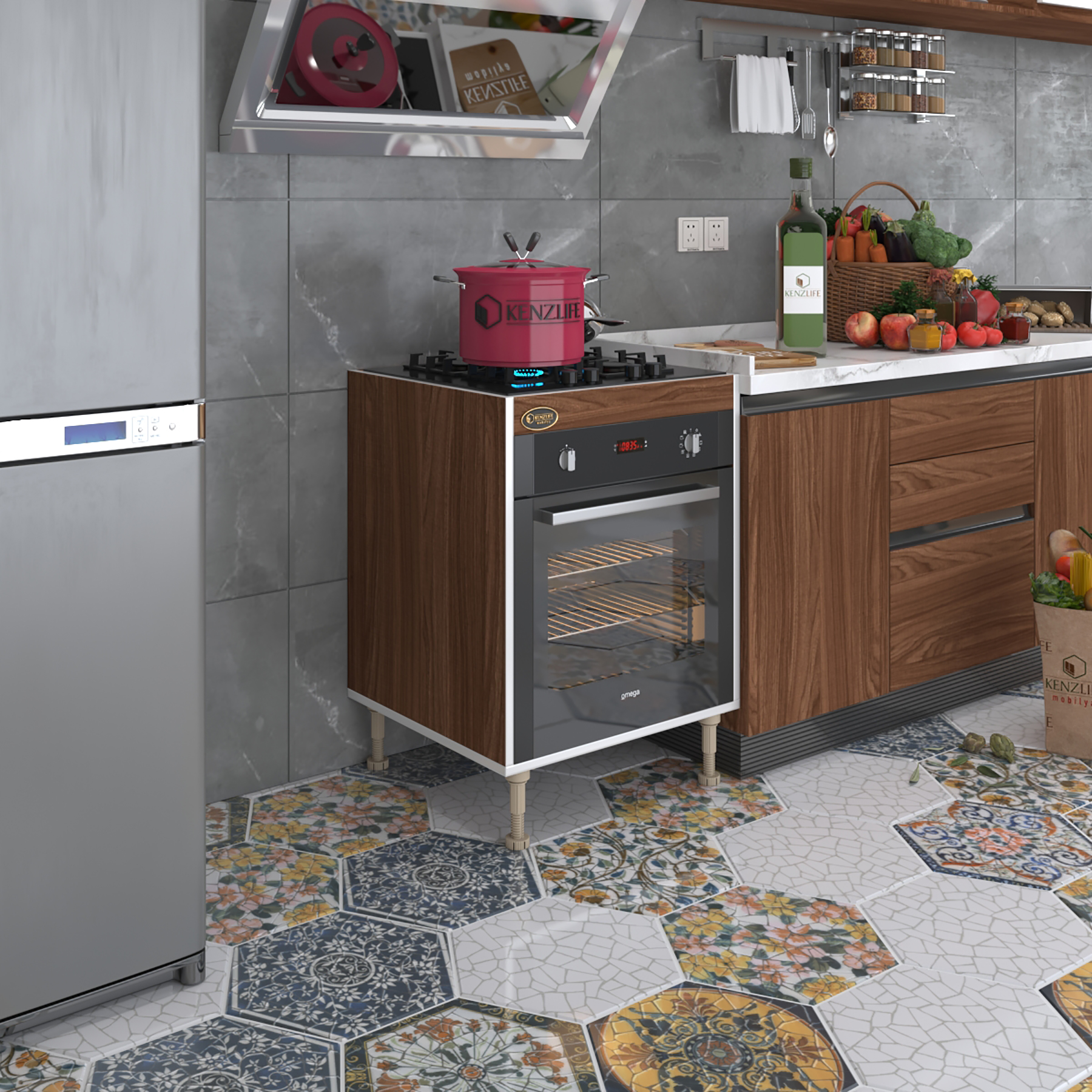 Kenzlife ankastre modülü kabini lev yaşin cvz 89-81*60*56 fırın ocak dolabı ayarlı ayaklı 