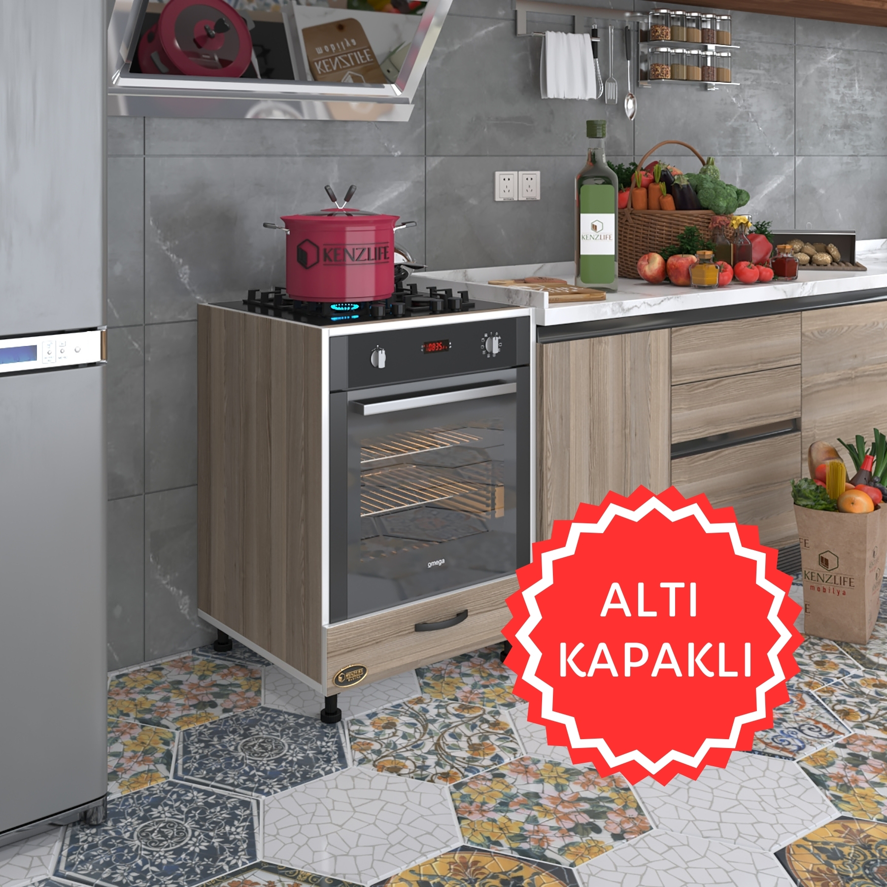 Kenzlife ankastre modülü kabini malik ejder crd fırın ocak dolabı kapaklı ayarlı ayaklı
