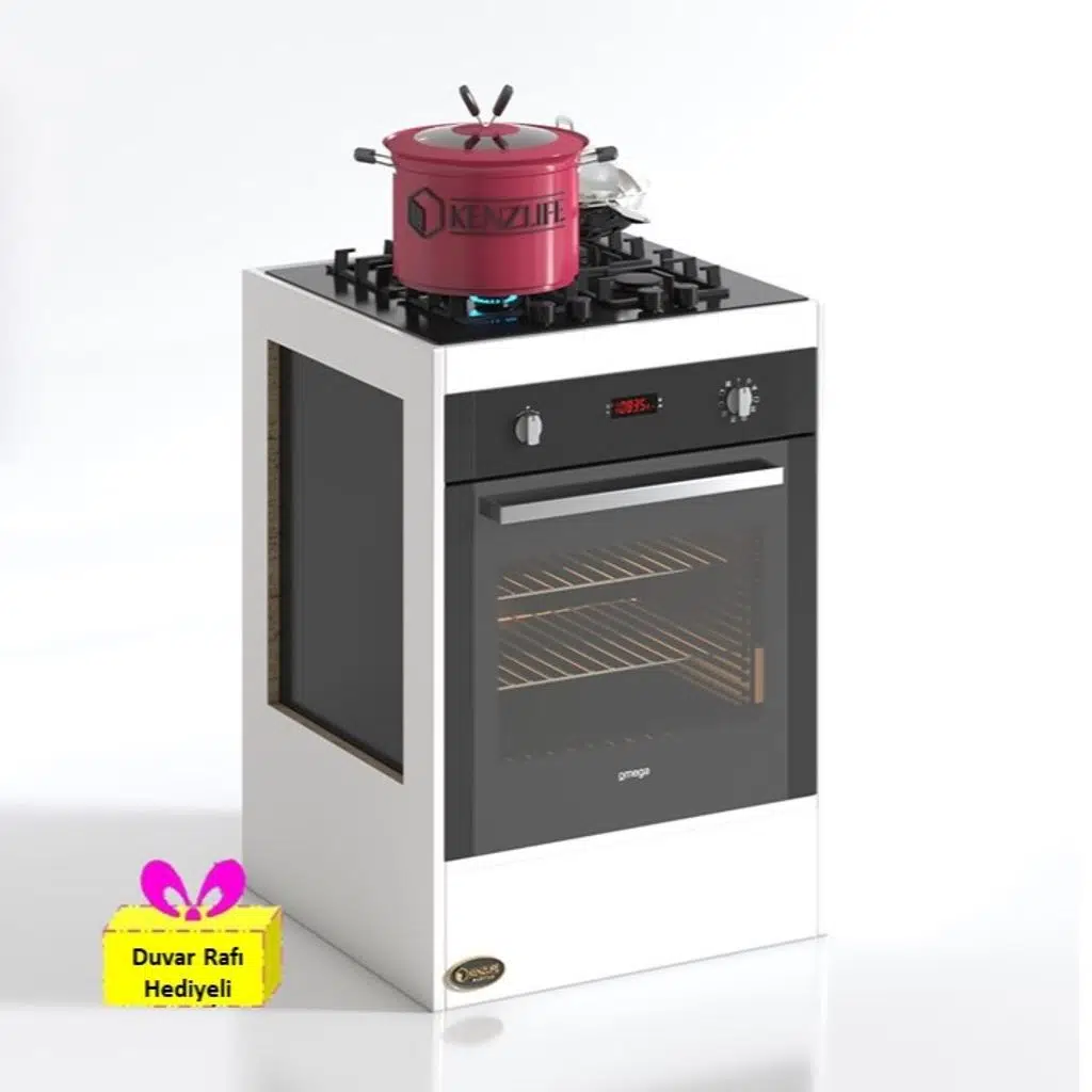 Kenzlife ankastre modülü kabini mangan3 byz fırın ocak dolabı + tekli duvar rafı hediyeli