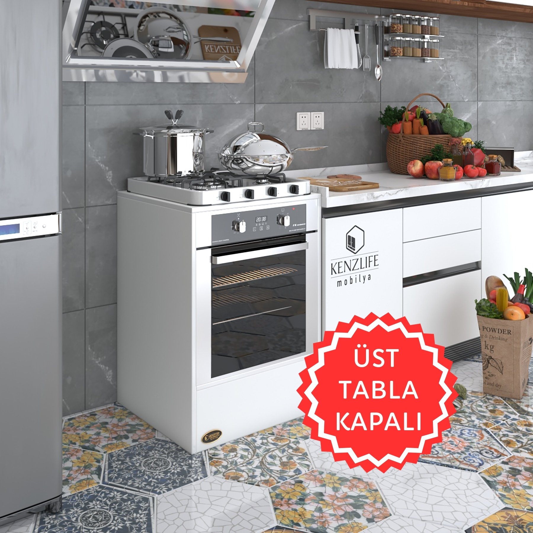 Kenzlife ankastre modülü kabini neon byz fırın ocak dolabı sabit tabla 