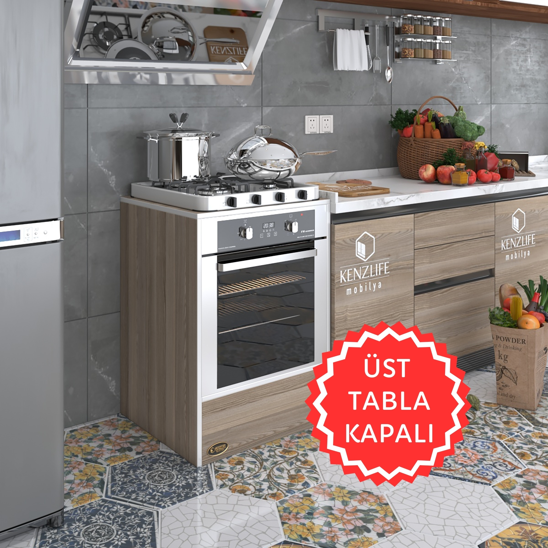 Kenzlife ankastre modülü kabini neon crd fırın ocak dolabı sabit tabla 
