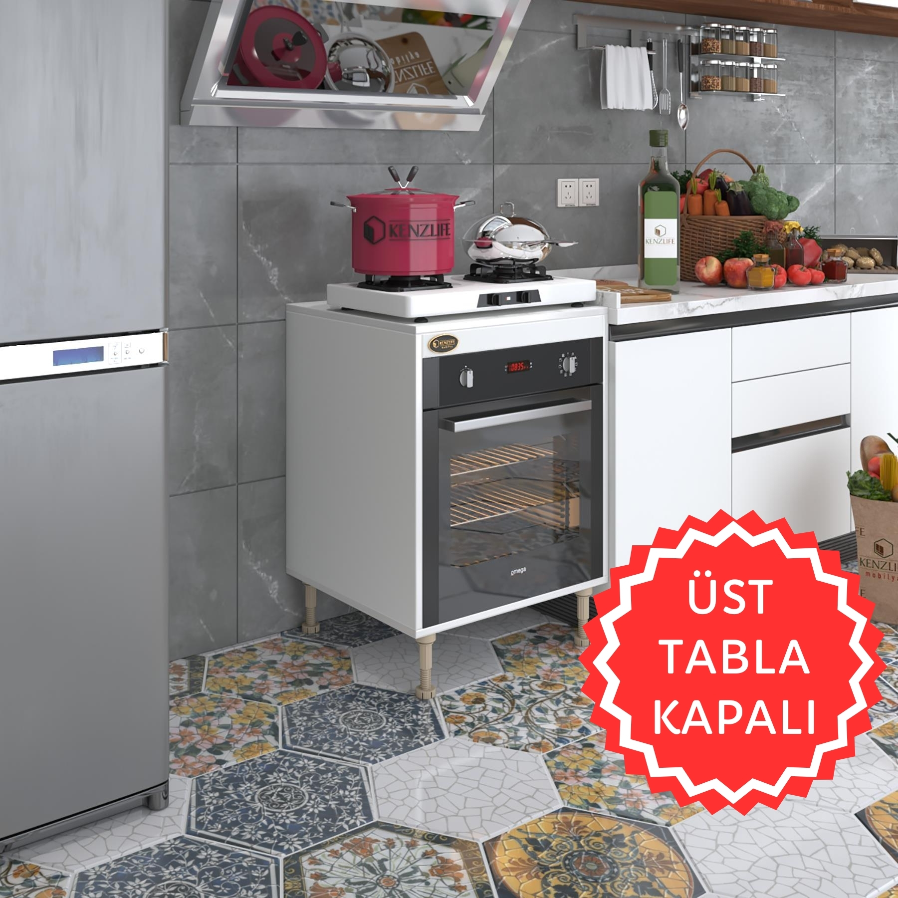 Kenzlife ankastre modülü kabini pança tantra byz 89-81*60*56 fırın ocak dolabı ayarlı ayaklı üstü kapalı 