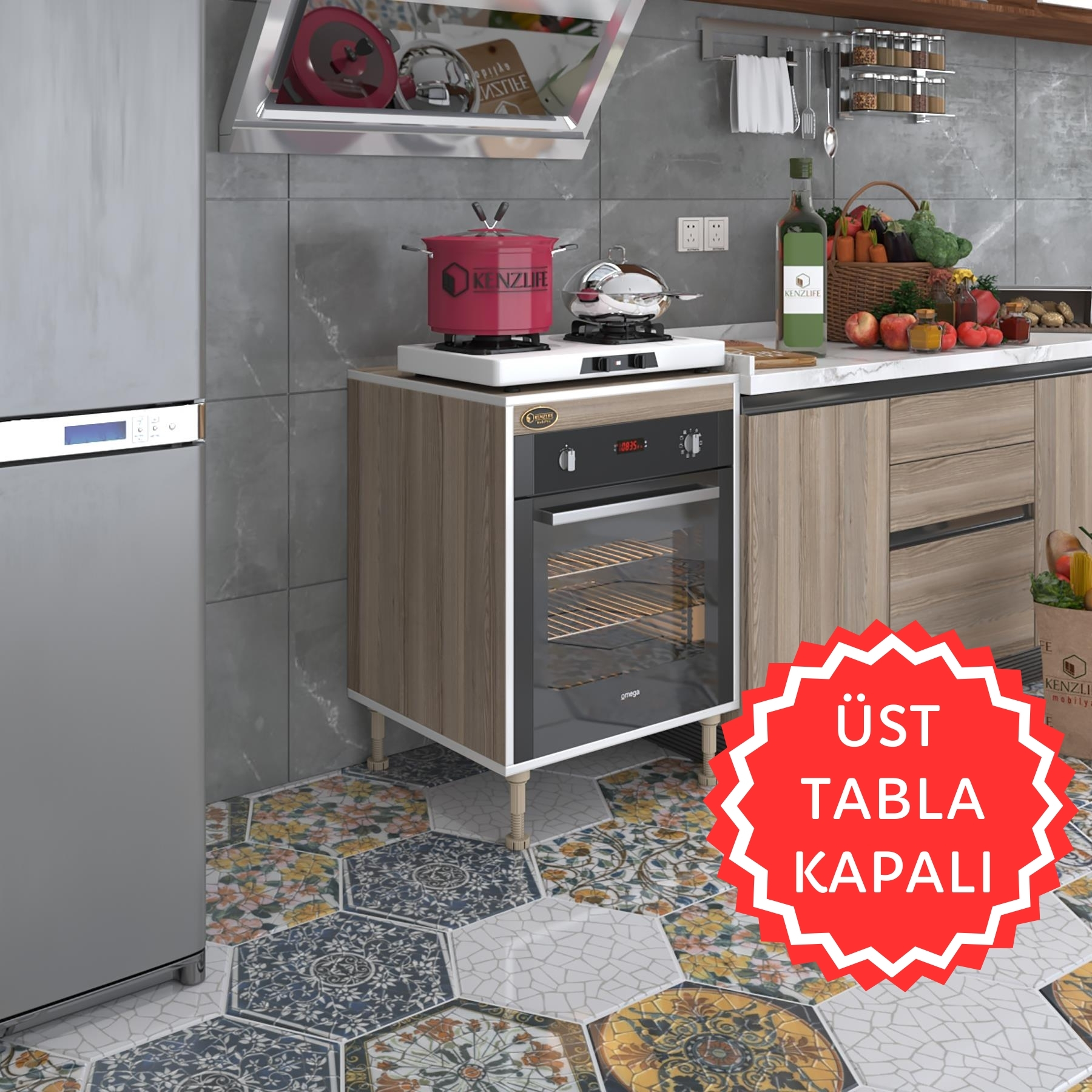 Kenzlife ankastre modülü kabini pança tantra crd 89-81*60*56 fırın ocak dolabı ayarlı ayaklı üstü kapalı 