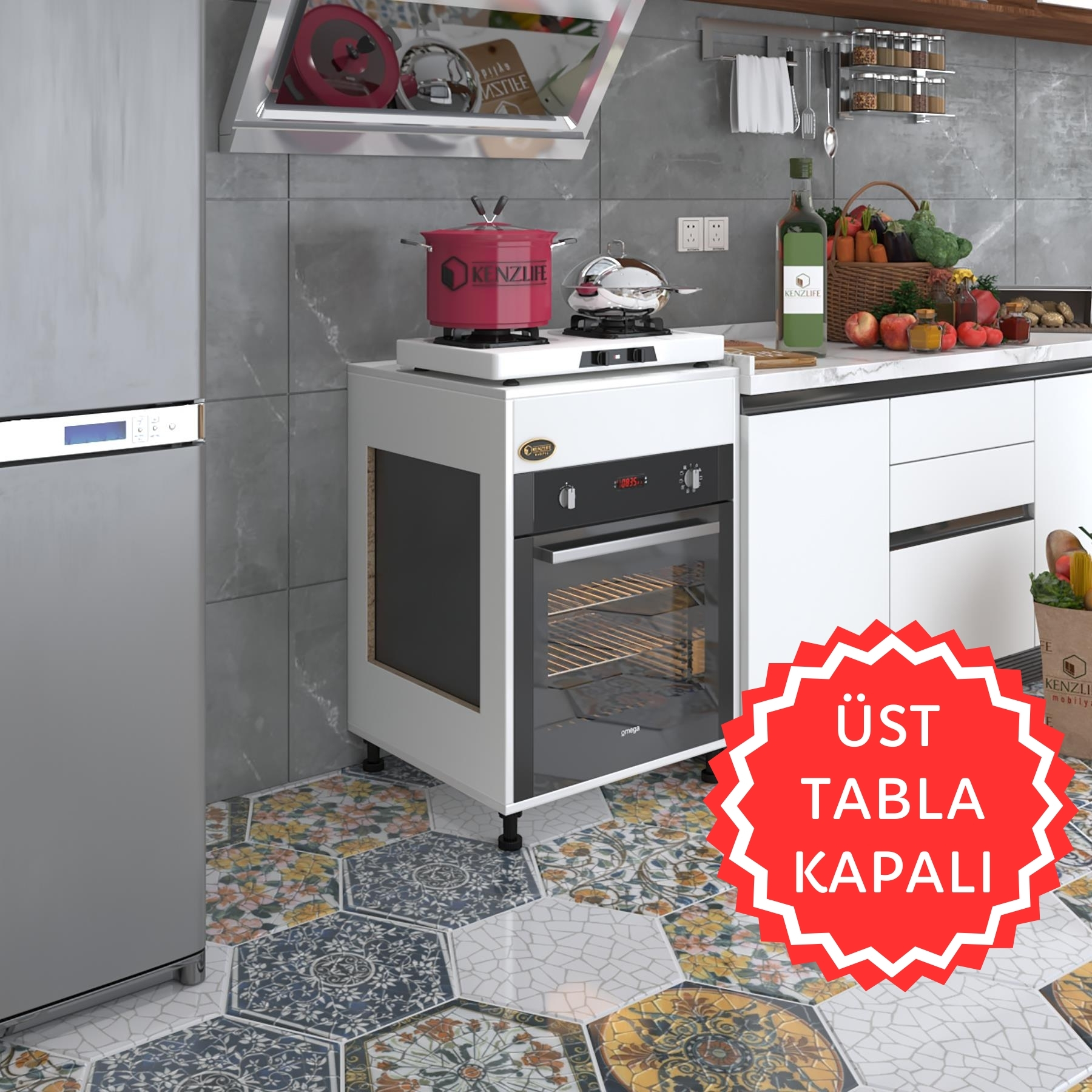 Kenzlife ankastre modülü kabini tilkowski3 byz 85*60*56 fırın ocak dolabı ayarlı ayaklı üstü kapalı 