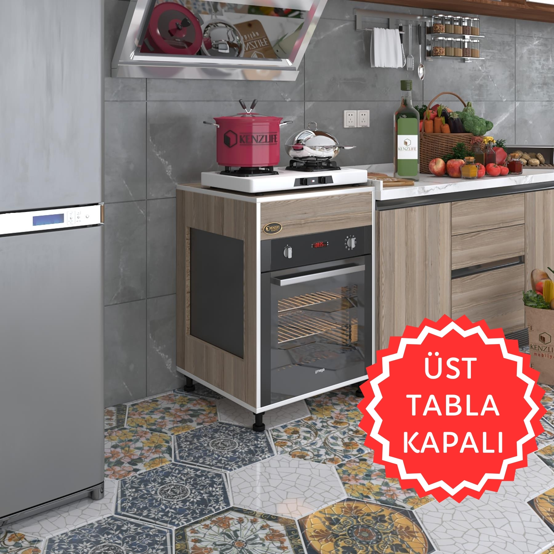 Kenzlife ankastre modülü kabini tilkowski3 crd 85*60*56 fırın ocak dolabı ayarlı ayaklı üstü kapalı 