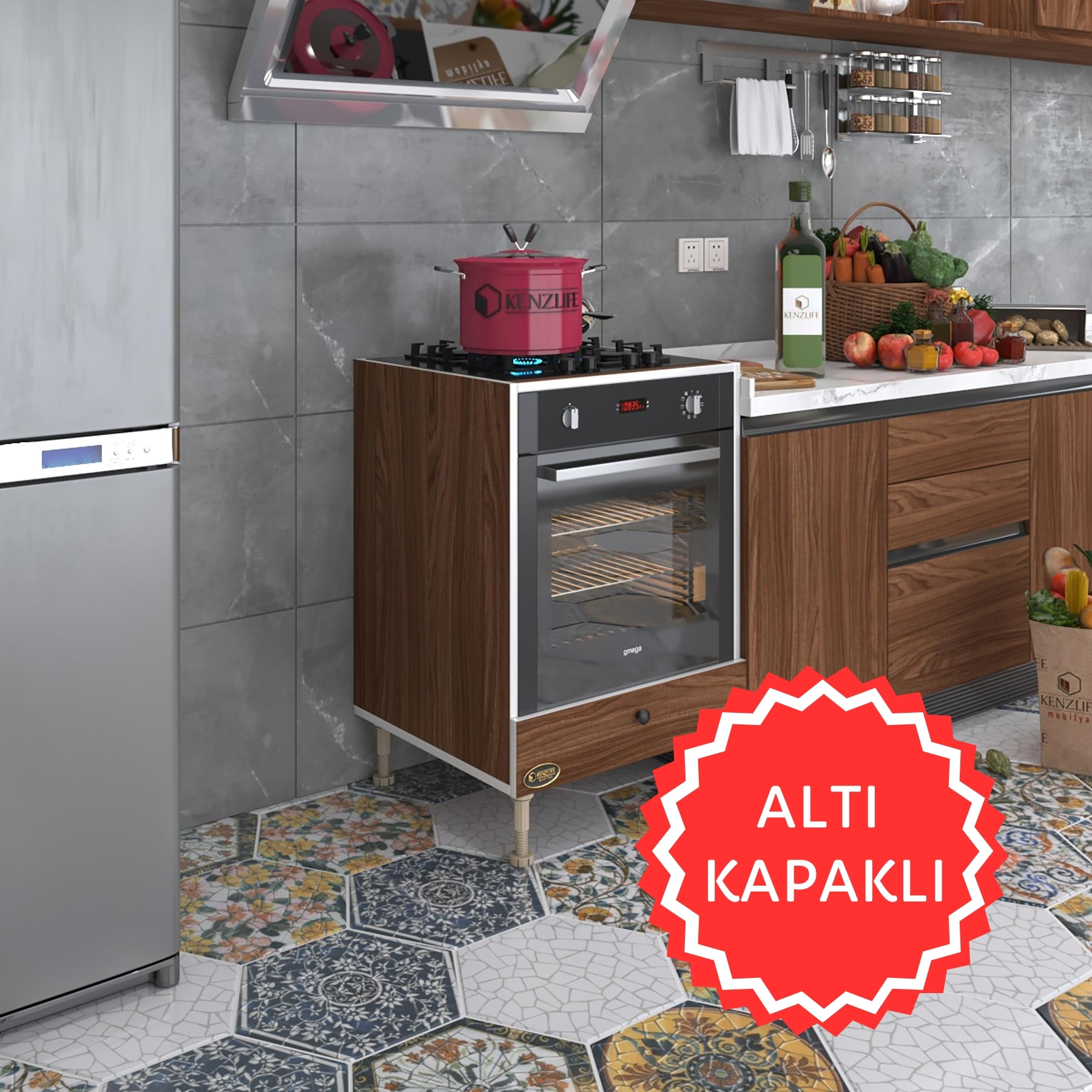 Kenzlife ankastre modülü kabini tulyum cvz fırın ocak dolabı özel boy ayarlı ayaklı kapaklı 