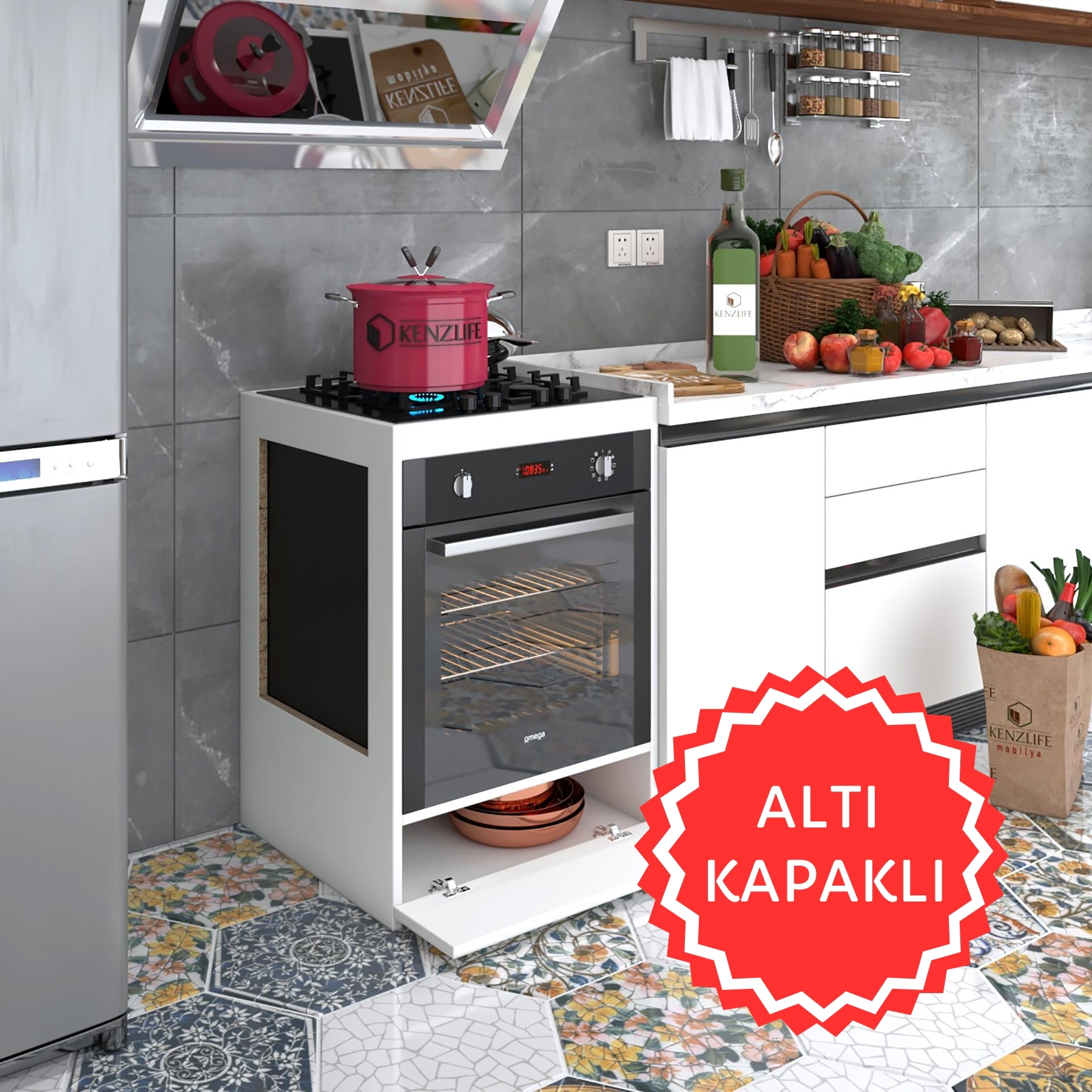 Kenzlife ankastre modülü kabini vanadyum3 byz fırın ocak dolabı kapaklı 
