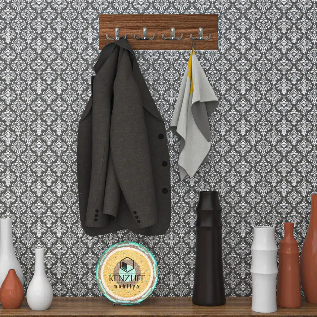 Kenzlife askılık tokadi mat ceviz renk suntalam 4 adet metal krom renk portmanto