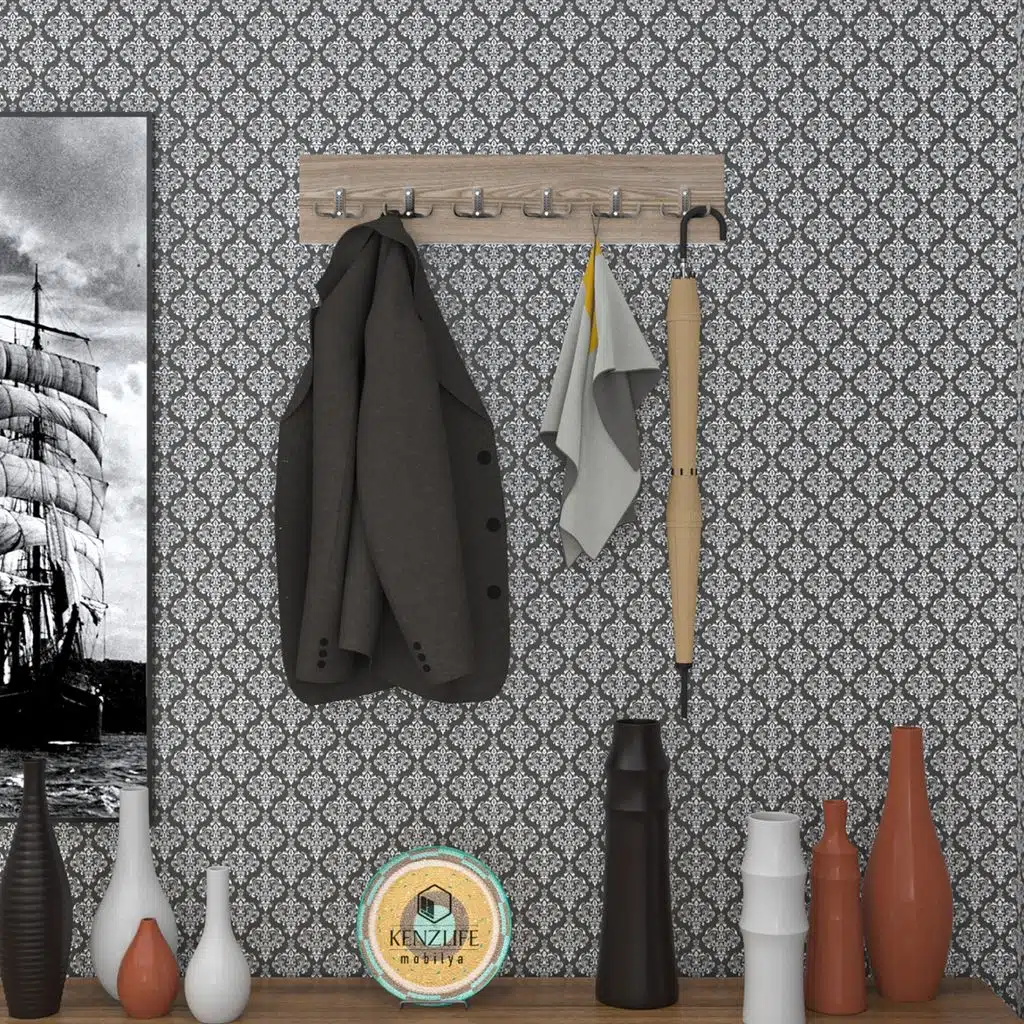 Kenzlife askılık tokadi mat cordoba renk suntalam 6 adet metal krom renk portmanto