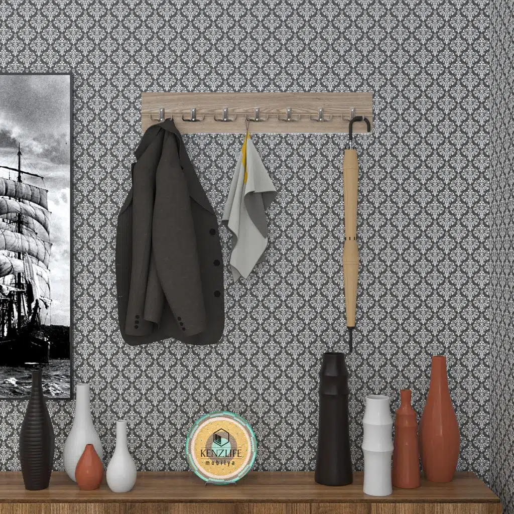 Kenzlife askılık tokadi mat cordoba renk suntalam 7 adet metal krom renk portmanto