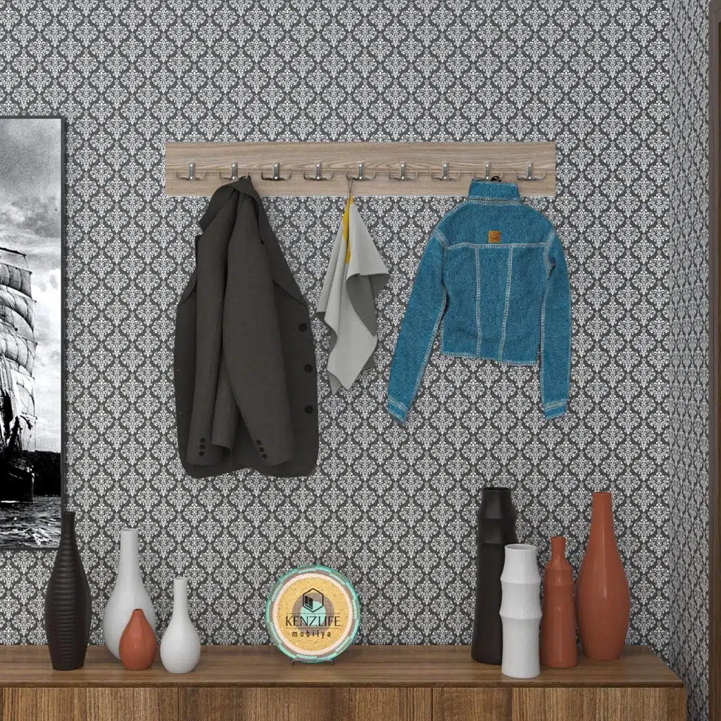 Kenzlife askılık tokadi mat cordoba renk suntalam 9 adet metal krom renk portmanto