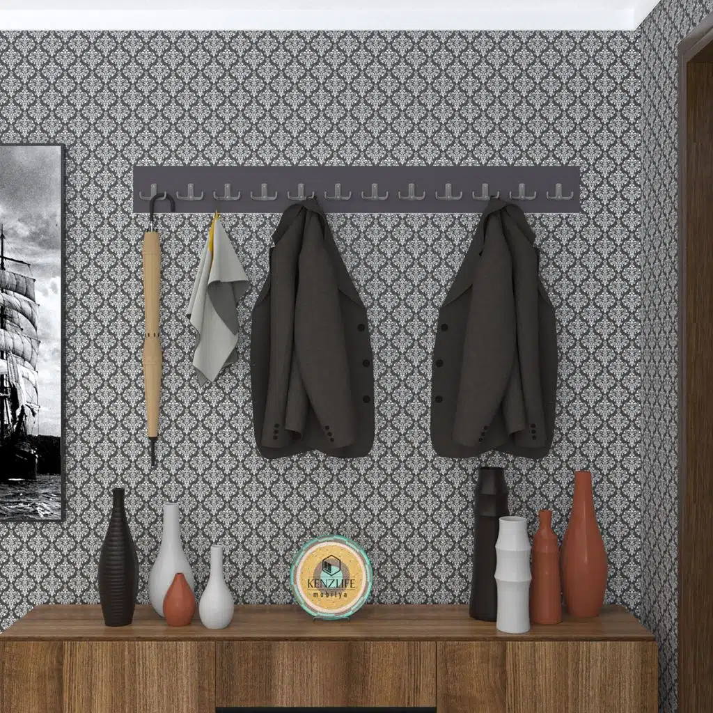 Kenzlife askılık tokadi mat gri renk suntalam 12 adet metal krom renk portmanto