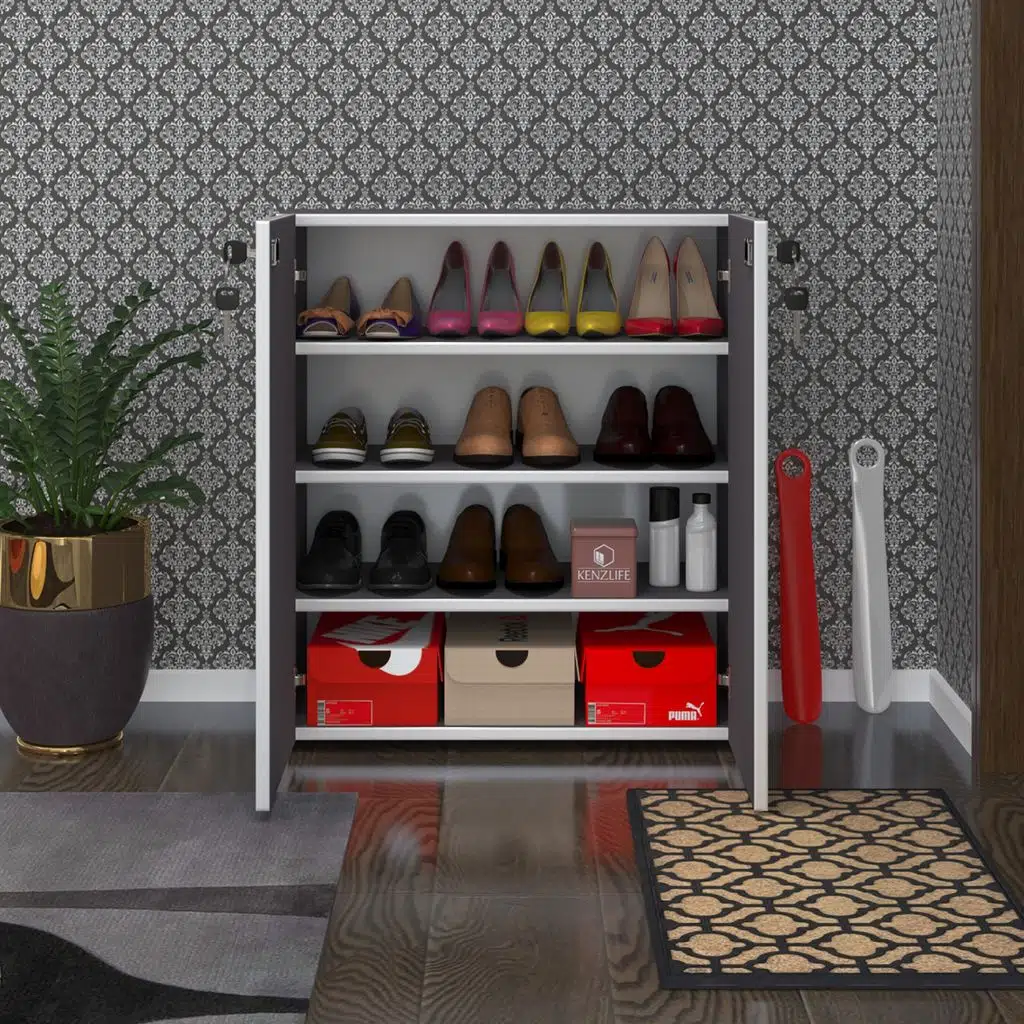 Kenzlife ayakkabılık ayakkabı dolabı kilitli be real gri 080*70*32 kapaklı arkalıklı ofis dolabı