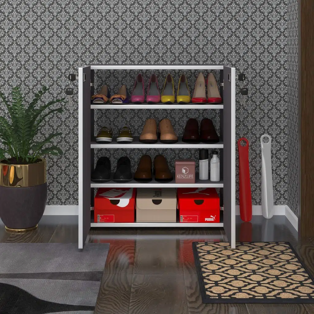 Kenzlife ayakkabılık ayakkabı dolabı kilitli gutan gri 080*70*32 kapaklı ofis dolabı