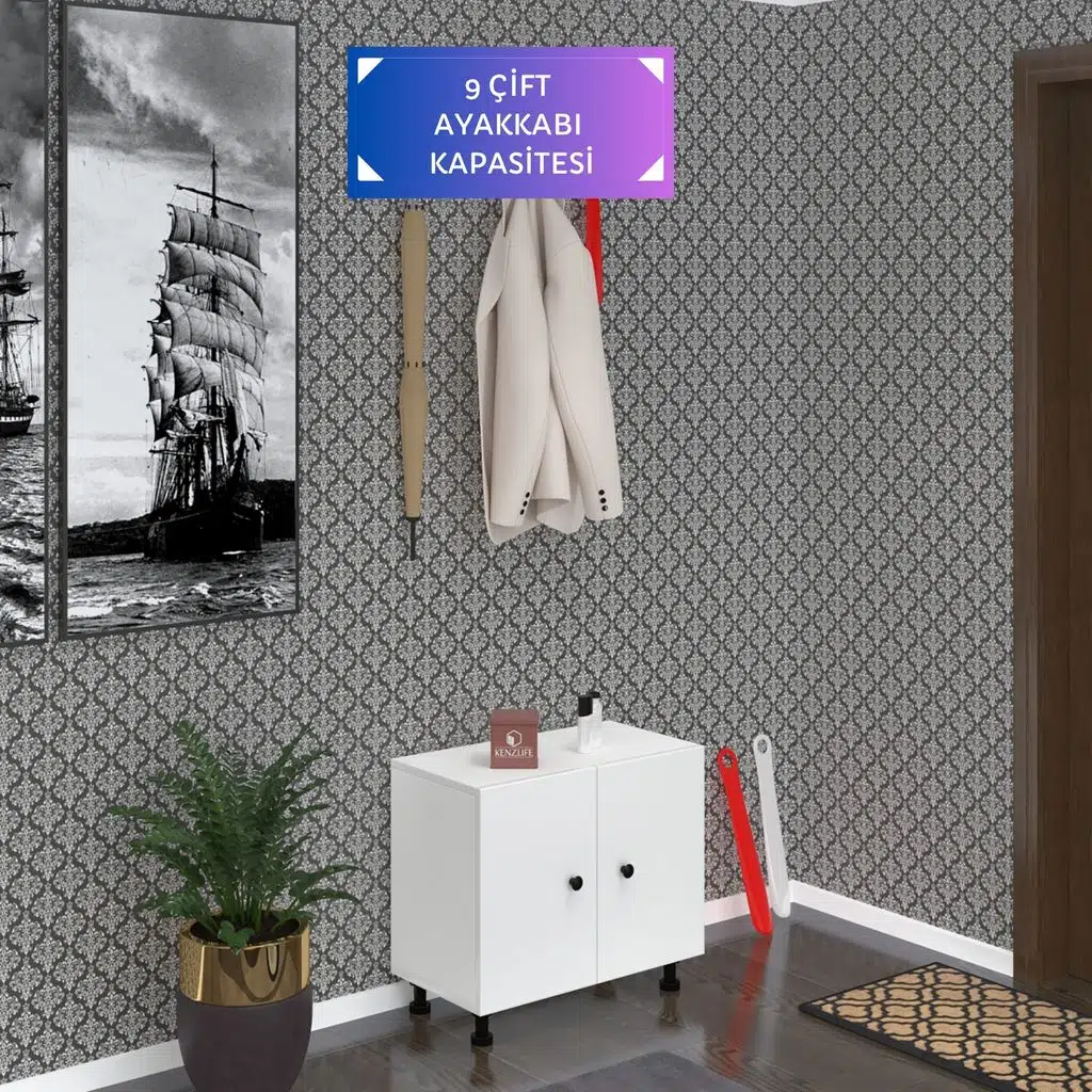 Kenzlife ayakkabılık cimcime3 byzbyz 53*060*32 kapaklı 3 raflı 9 çift ayakkabı kapasitesi