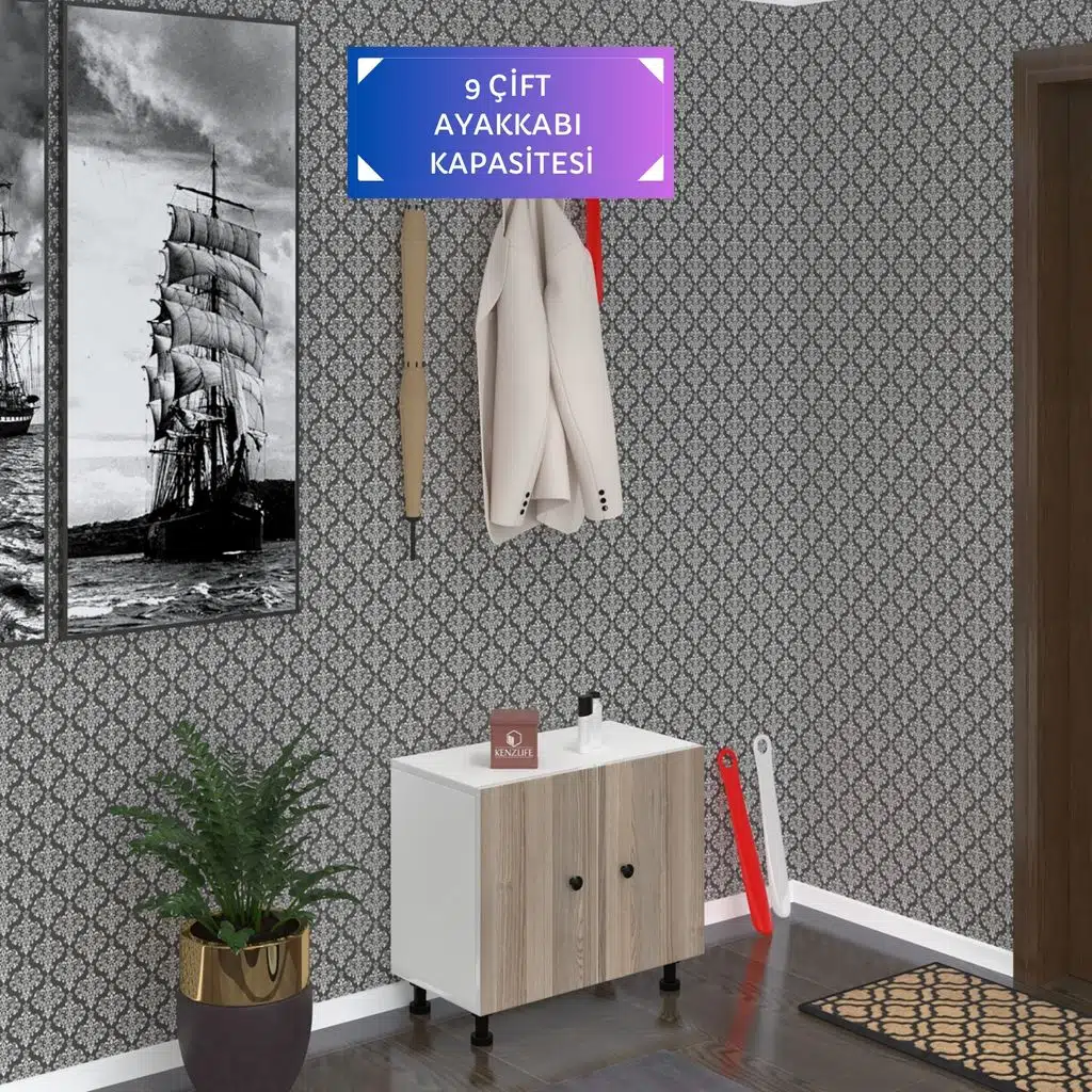 Kenzlife ayakkabılık cimcime3 crdbyz 53*060*32 kapaklı 3 raflı 9 çift ayakkabı kapasitesi