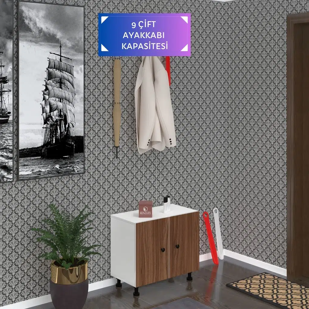 Kenzlife ayakkabılık cimcime3 cvzbyz 53*060*32 kapaklı 3 raflı 9 çift ayakkabı kapasitesi