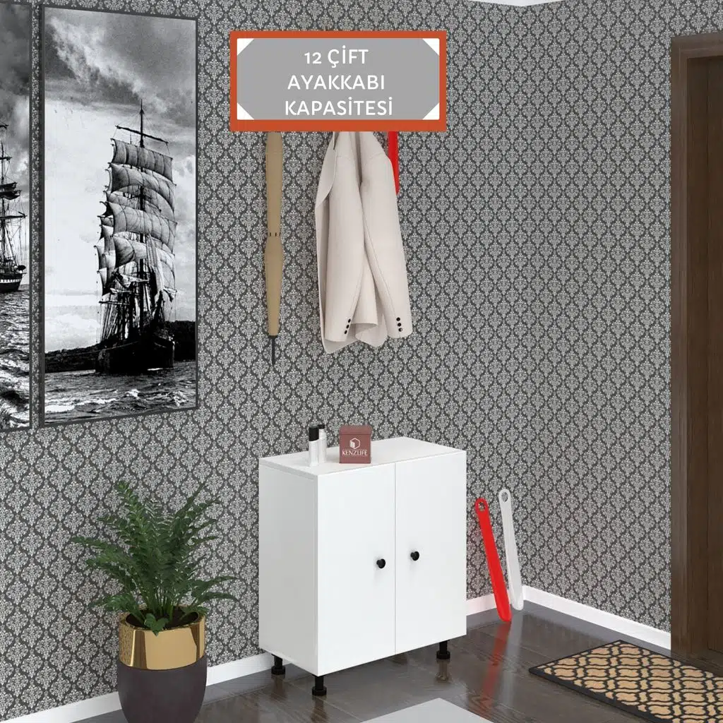 Kenzlife ayakkabılık cimcime4 byzbyz 68*060*32 kapaklı 4 raflı 12 çift ayakkabı kapasitesi