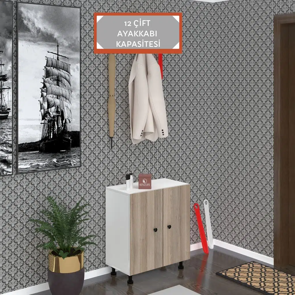 Kenzlife ayakkabılık cimcime4 crdbyz 68*060*32 kapaklı 4 raflı 12 çift ayakkabı kapasitesi