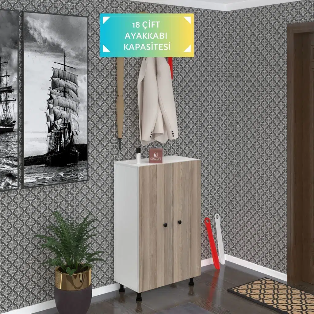 Kenzlife ayakkabılık cimcime6 crdbyz 98*060*32 kapaklı 6 raflı 18 çift ayakkabı kapasitesi