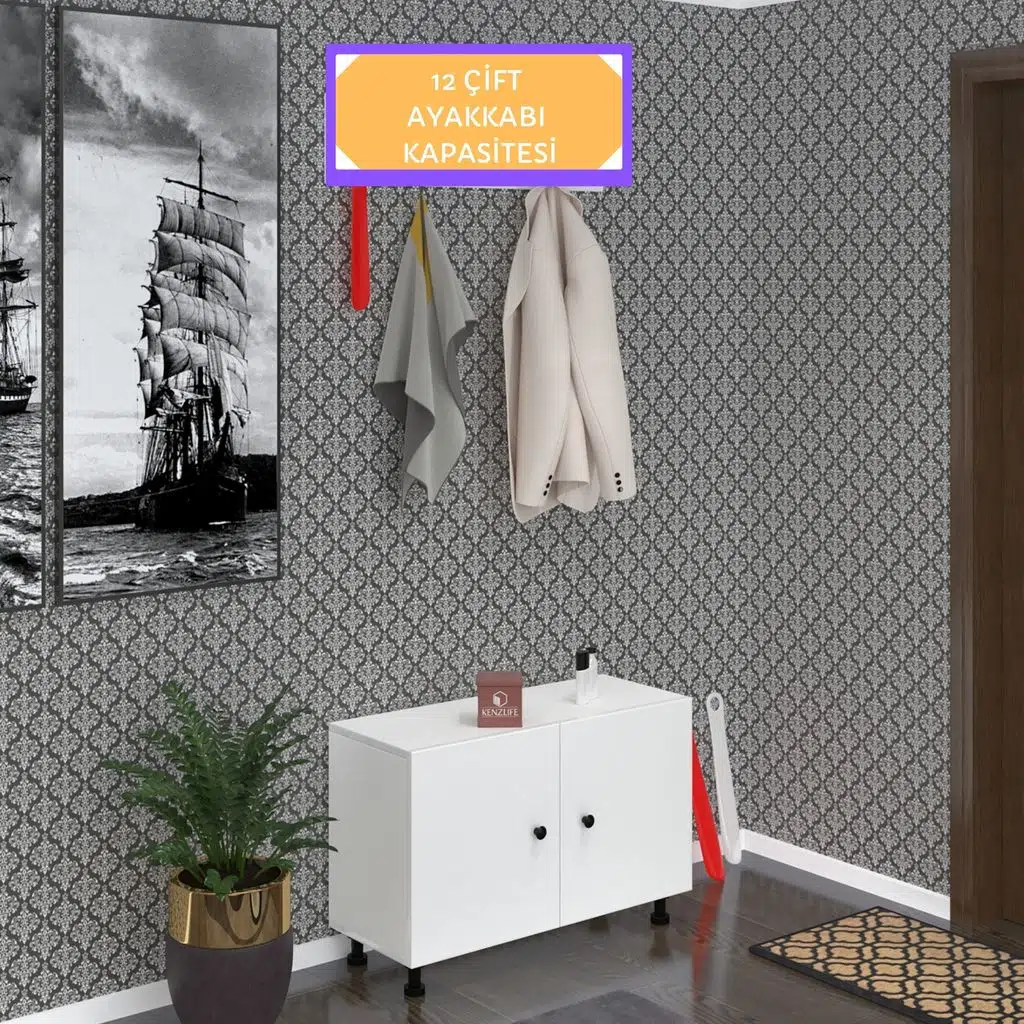 Kenzlife ayakkabılık galoş3 byzbyz 53*080*32 kapaklı 3 raflı 12 çift ayakkabı kapasitesi