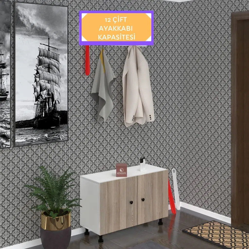 Kenzlife ayakkabılık galoş3 crdbyz 53*080*32 kapaklı 3 raflı 12 çift ayakkabı kapasitesi