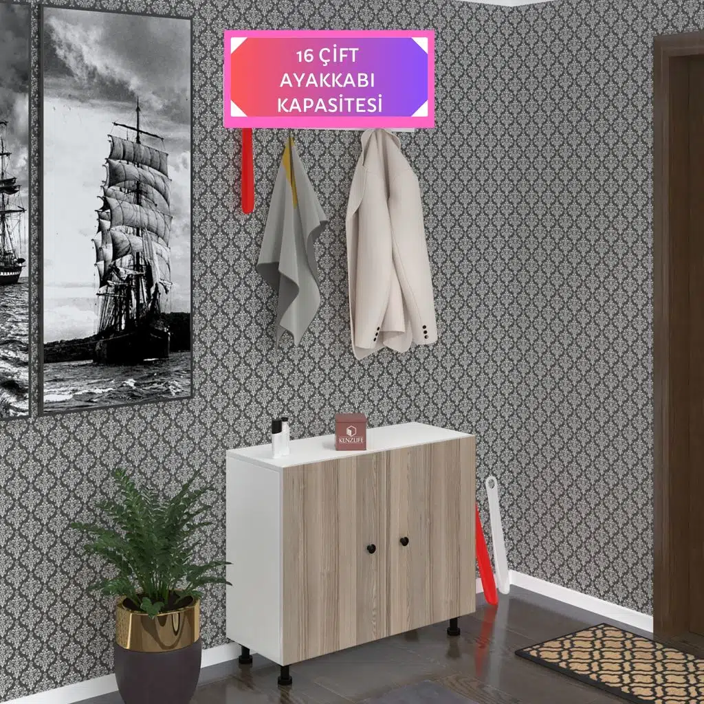 Kenzlife ayakkabılık galoş4 crdbyz 53*080*32 kapaklı 4 raflı 16 çift ayakkabı kapasitesi