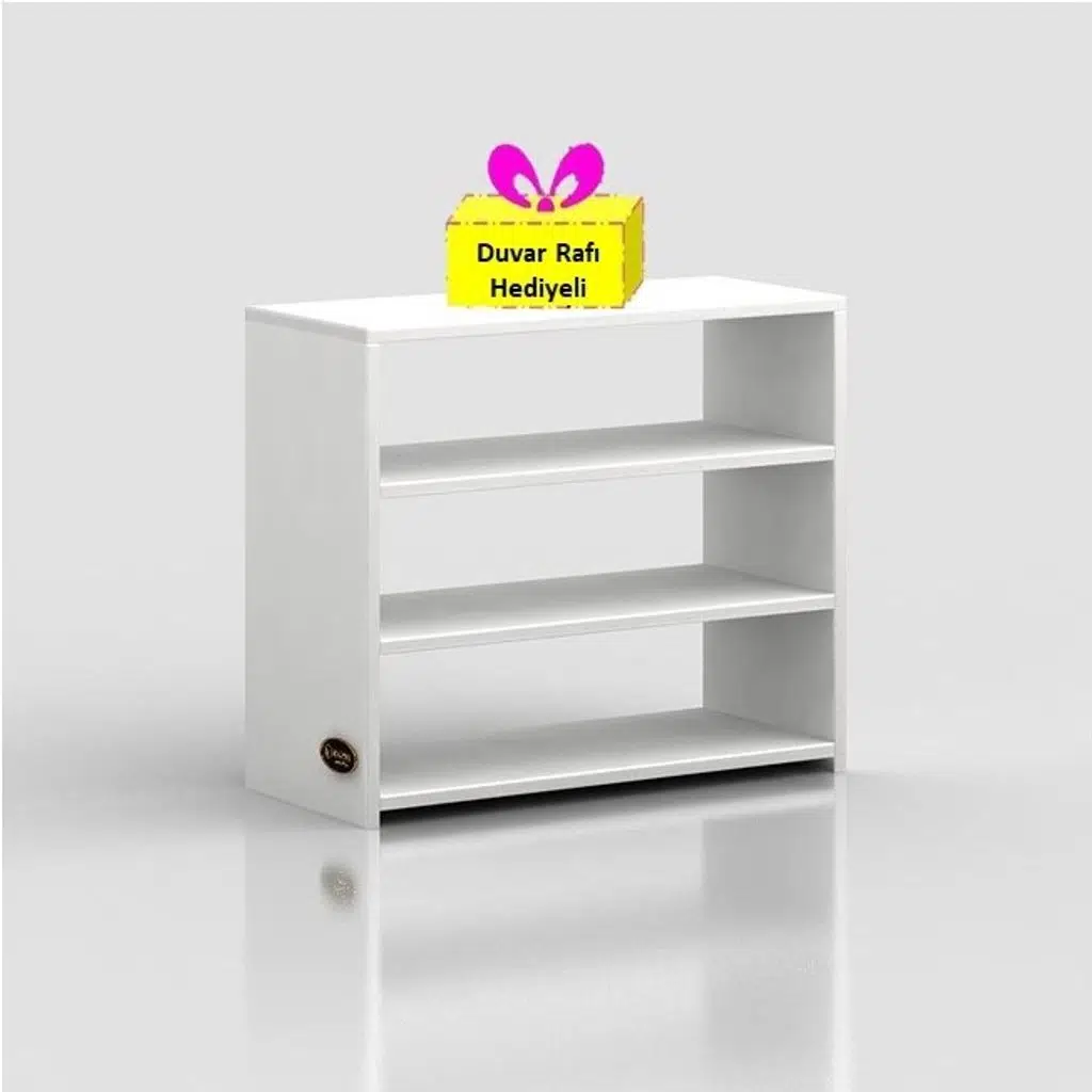 Kenzlife ayakkabılık goya byz 060*70*30 arkalıksız ayakkabı ofis dolabı + tekli duvar rafı hediyeli