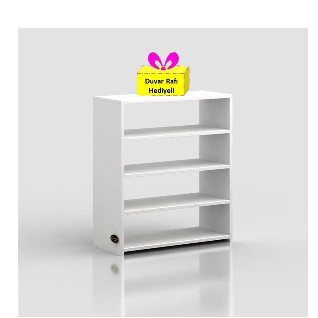 Kenzlife ayakkabılık goya byz 080*70*30 arkalıksız ayakkabı ofis dolabı + tekli duvar rafı hediyeli