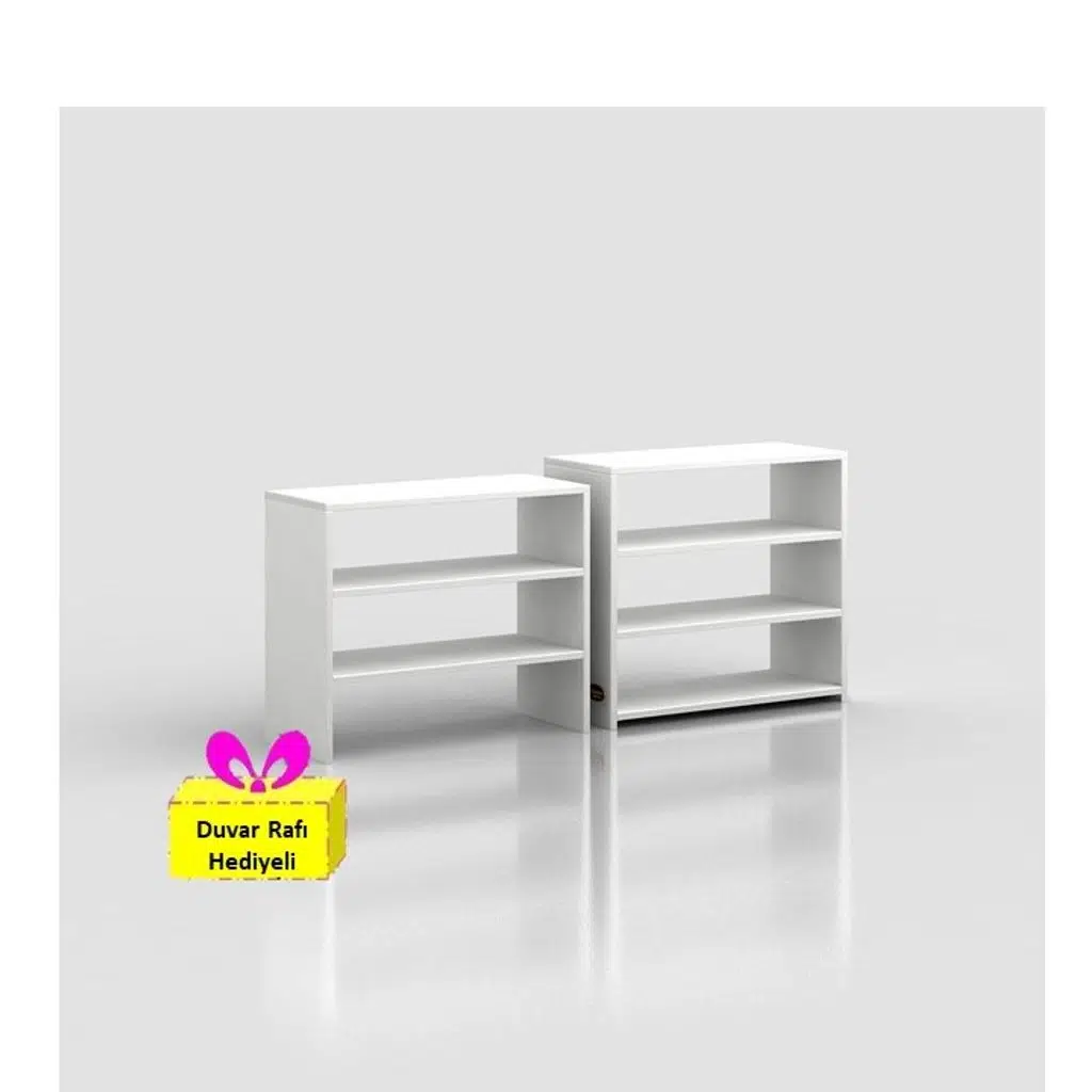 Kenzlife ayakkabılık goya byz 120*70*30 arkalıksız ayakkabı ofis dolabı iki bölme + tekli duvar rafı hediyeli