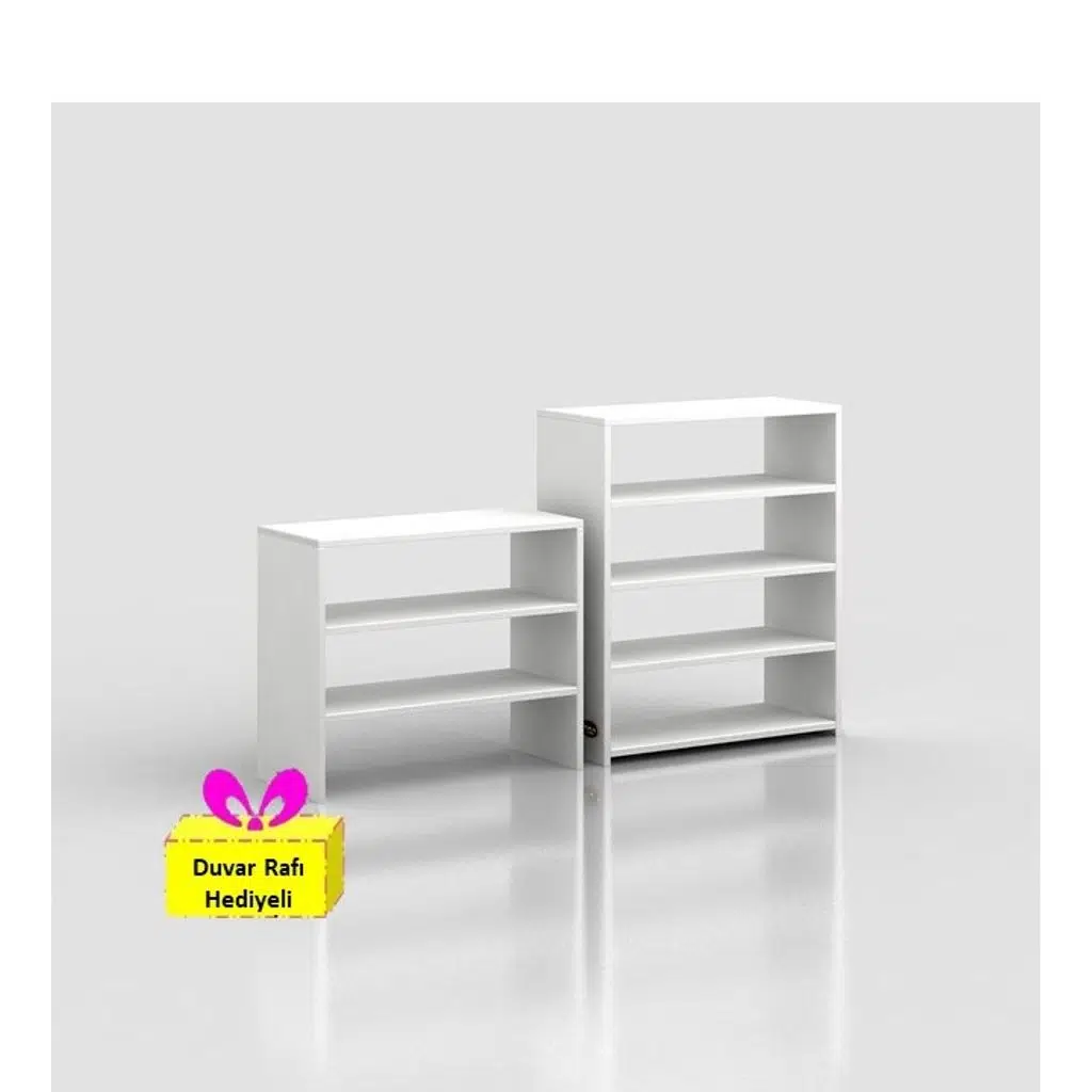 Kenzlife ayakkabılık goya byz 140*70*30 arkalıksız ayakkabı ofis dolabı iki bölme + tekli duvar rafı hediyeli